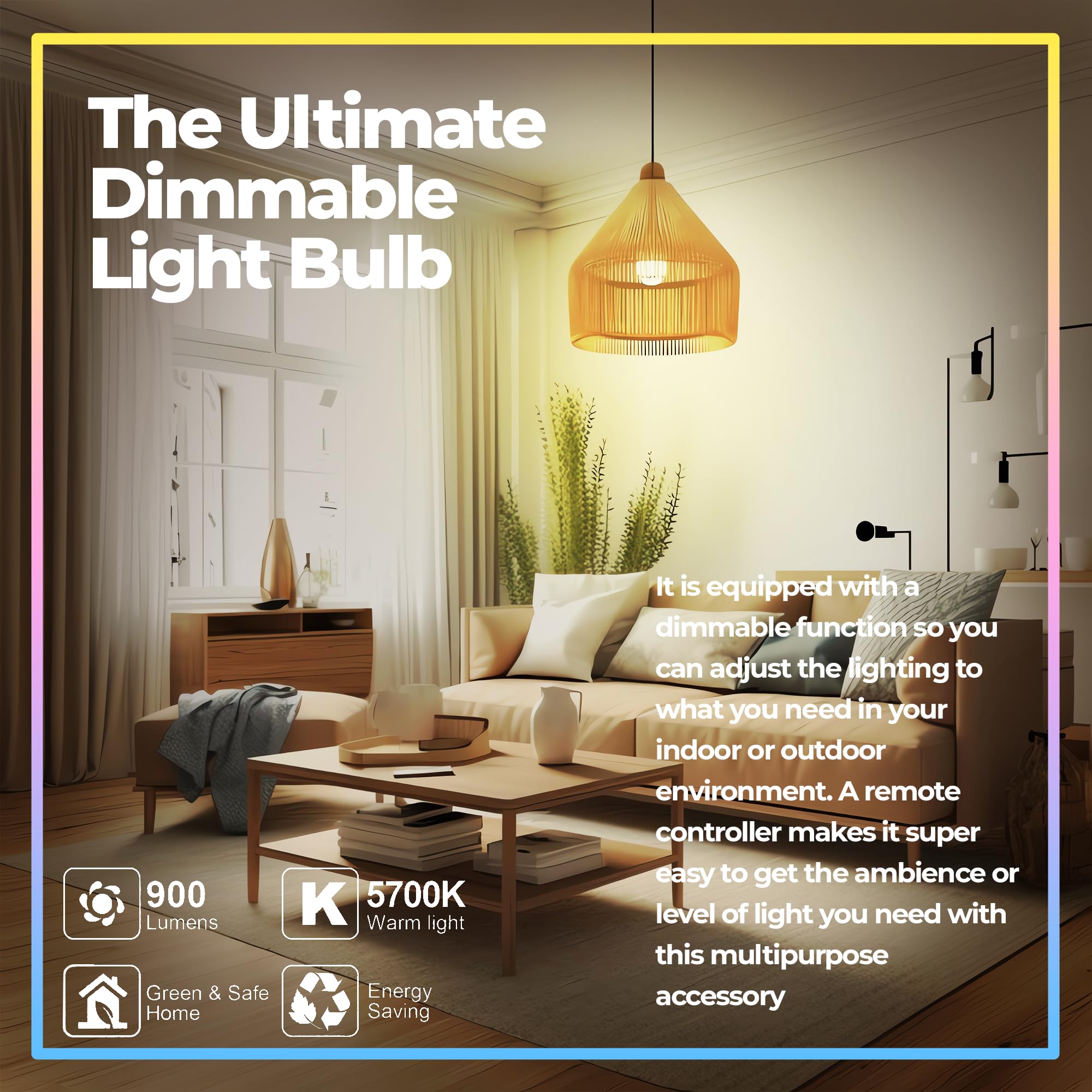 Droiee Dimmable E26 Warm Led Light Bulb, 6W Rgbw Color 500Lm With 16 Color Changing Modes For Christmas, Party Etc With Remote C