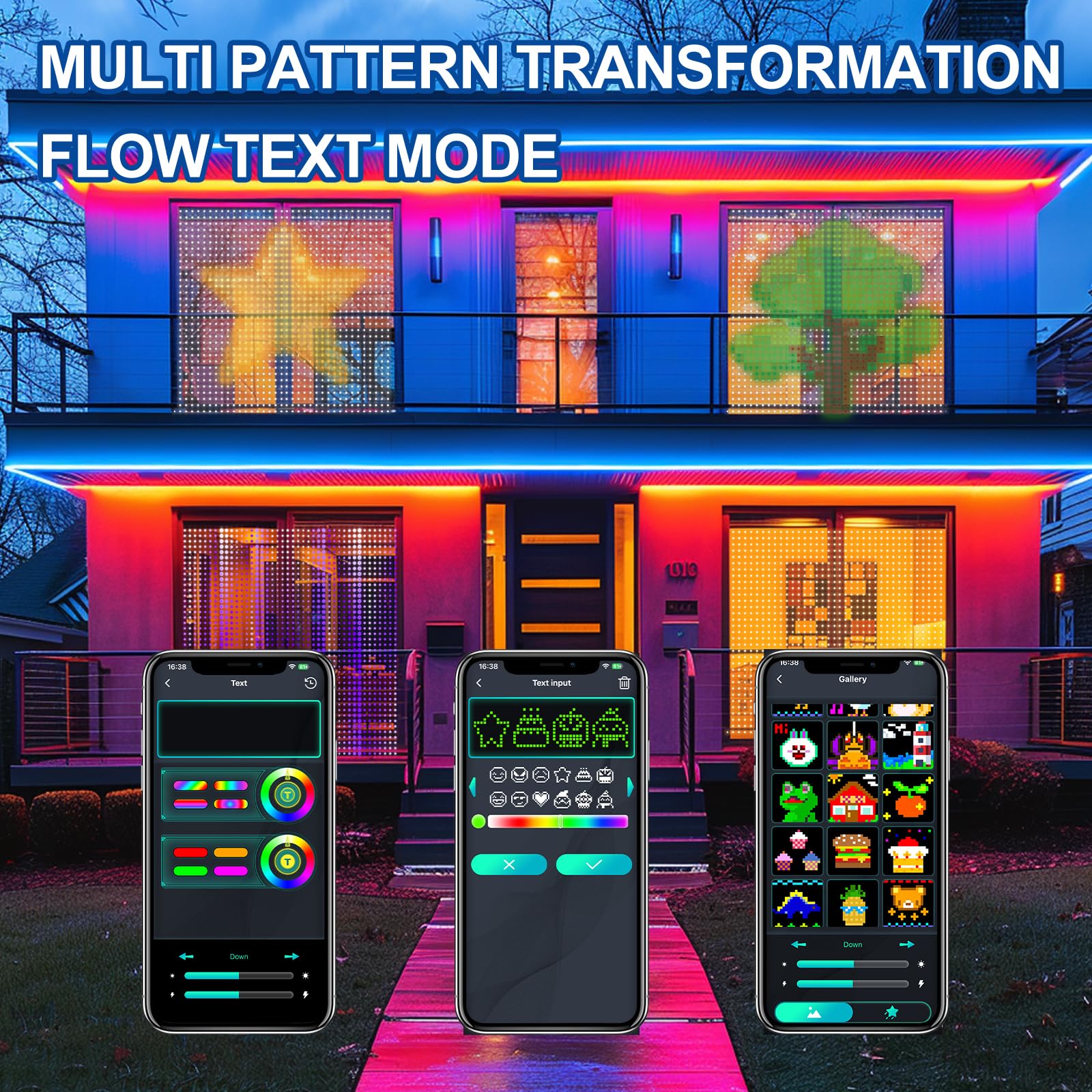 HXWEIYE Smart Curtain Lights, 400LED Fairy Lights, 6.6Ft x 6.6Ft, Multicolor, APP & Remote Control, Model GP-SW050DC300