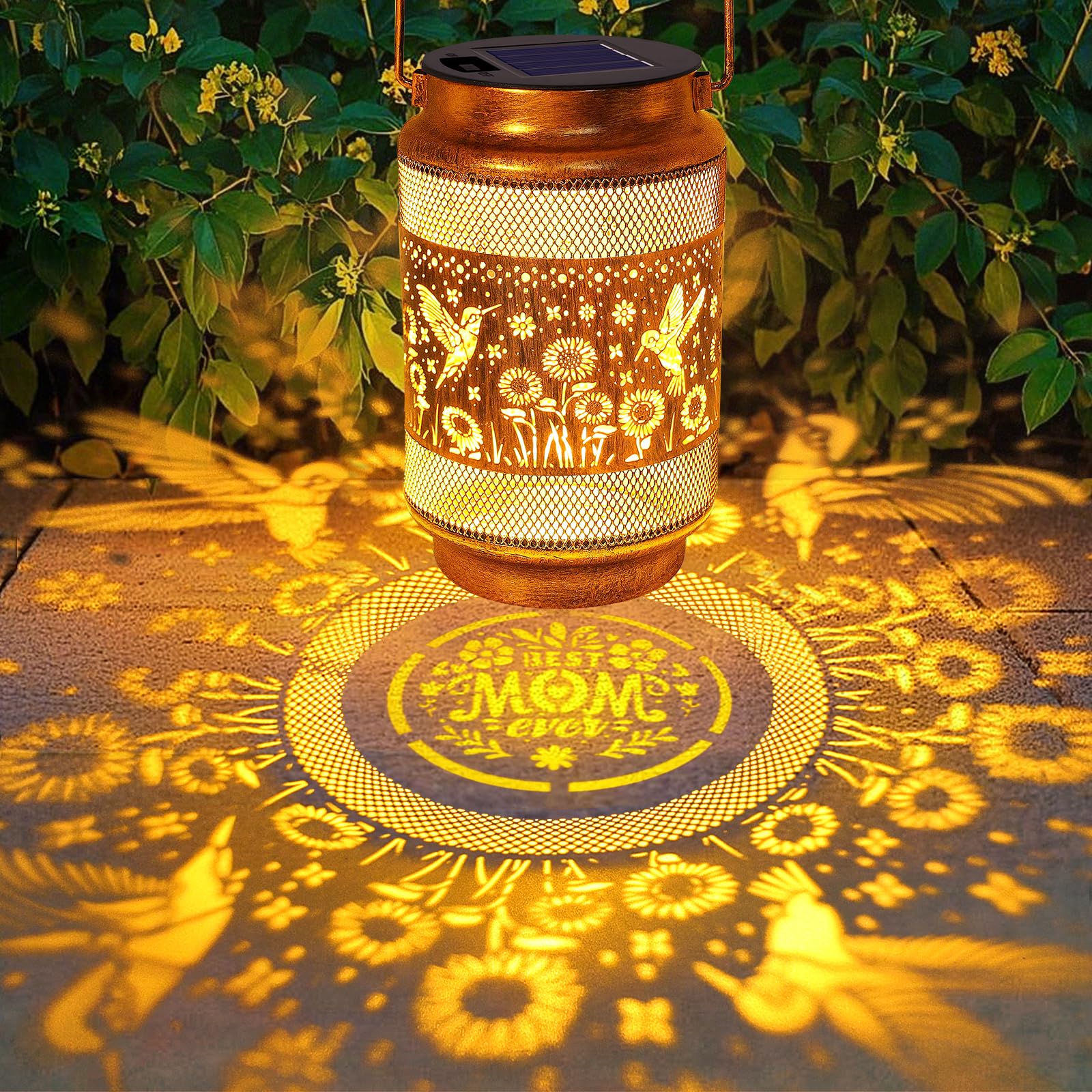 Gifts For Mom, Mom Gift Solar Lanterns Outdoor, Mother Birthday Gift From Daughter Son, Metal Solar Hanging Hummingbird Lights W