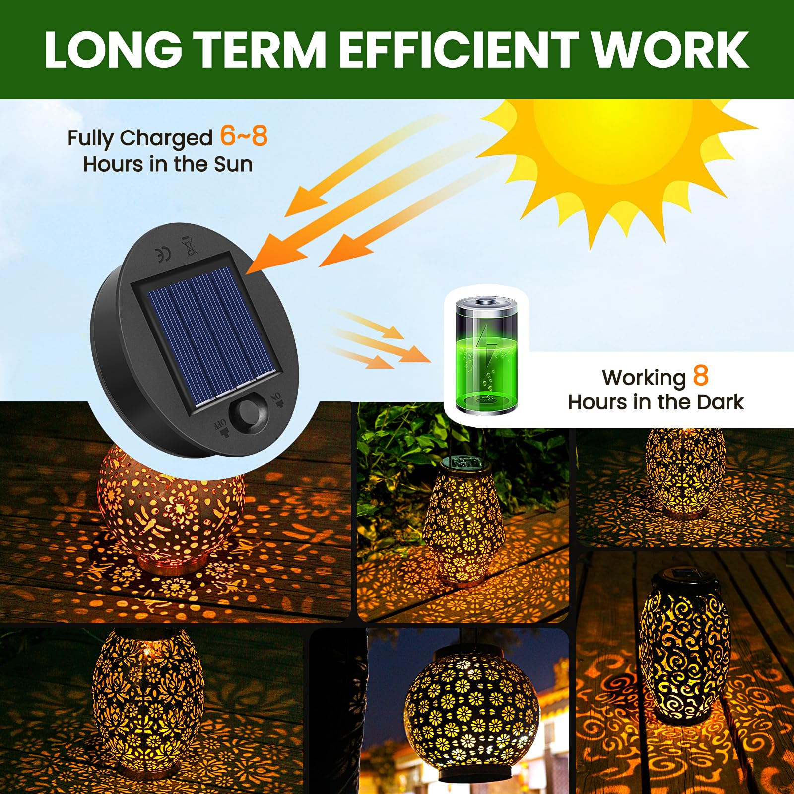 Misawce 2 Pack Replacement Solar Light Top For Outdoor Lanterns, 2.76 Inches, Black Plastic