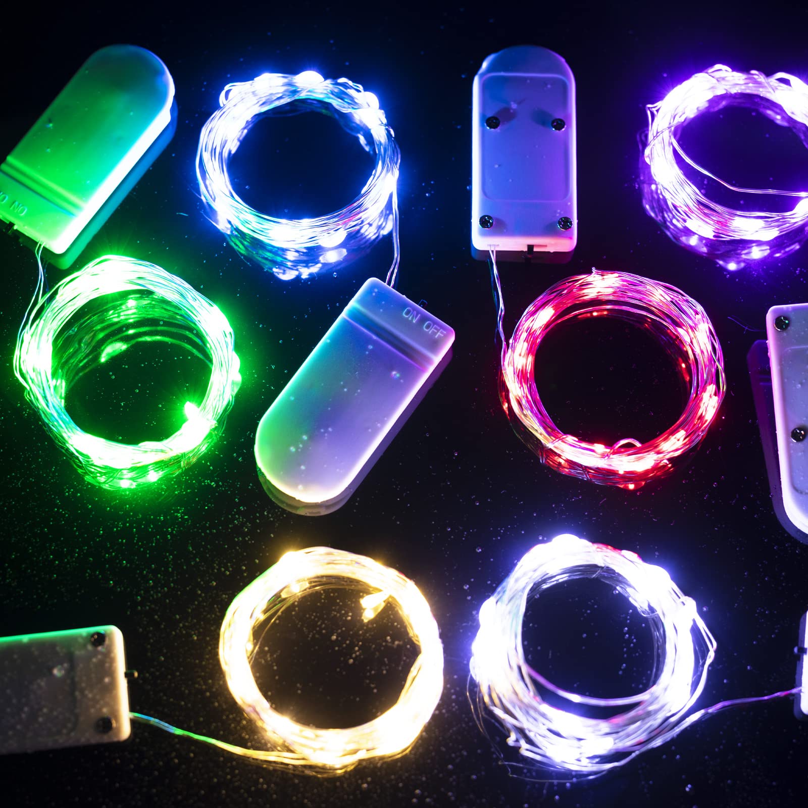 Brightown Valentine's Day 12 Pack Pink Led Fairy Lights Battery Operated String Lights Waterproof Silver Wire 7 Feet 20 Led Fire