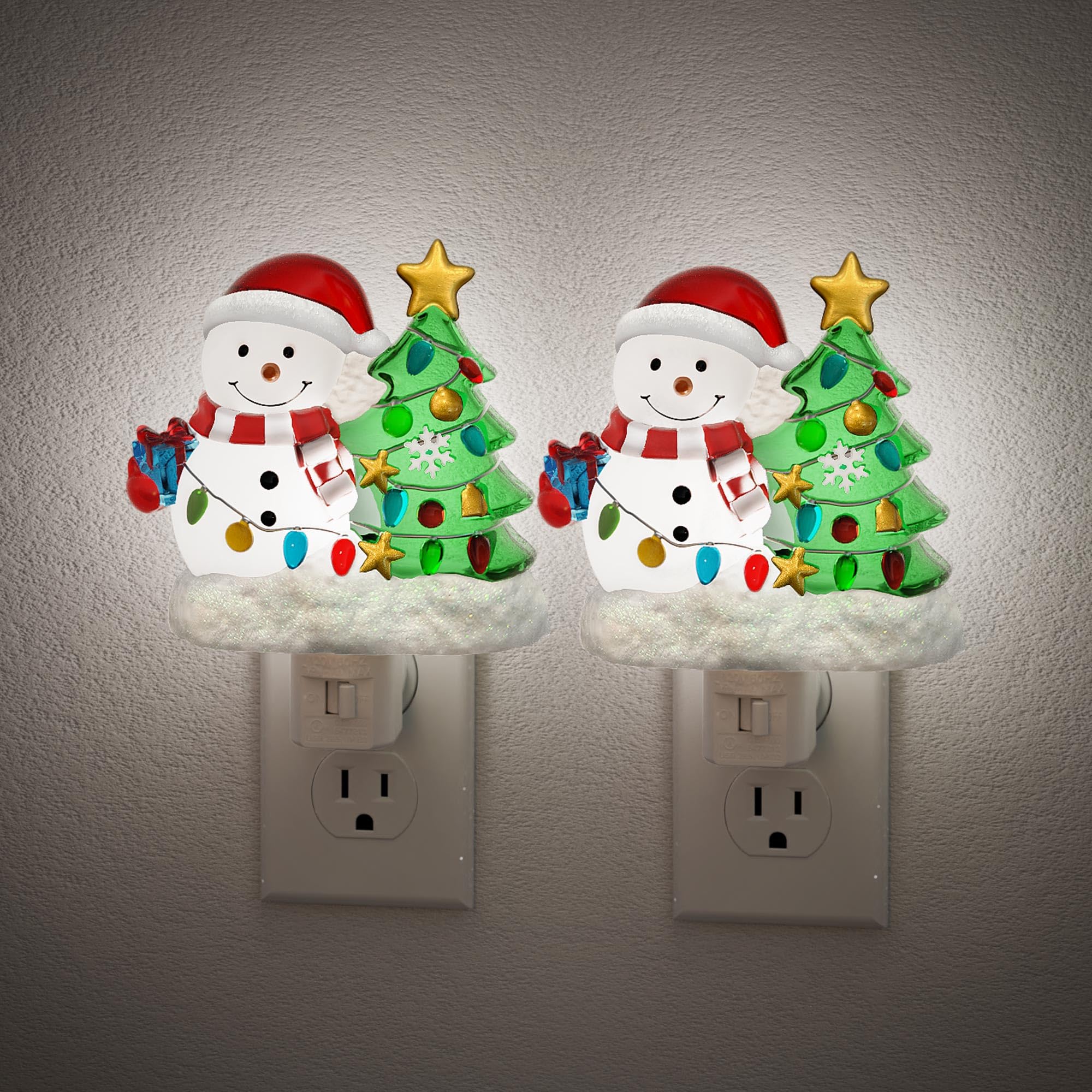JandCase Christmas Tree & Snowman Night Light, 5000K Night Lights Plug into Wall,Cute & Funny Christmas Night Light for kids, Ni
