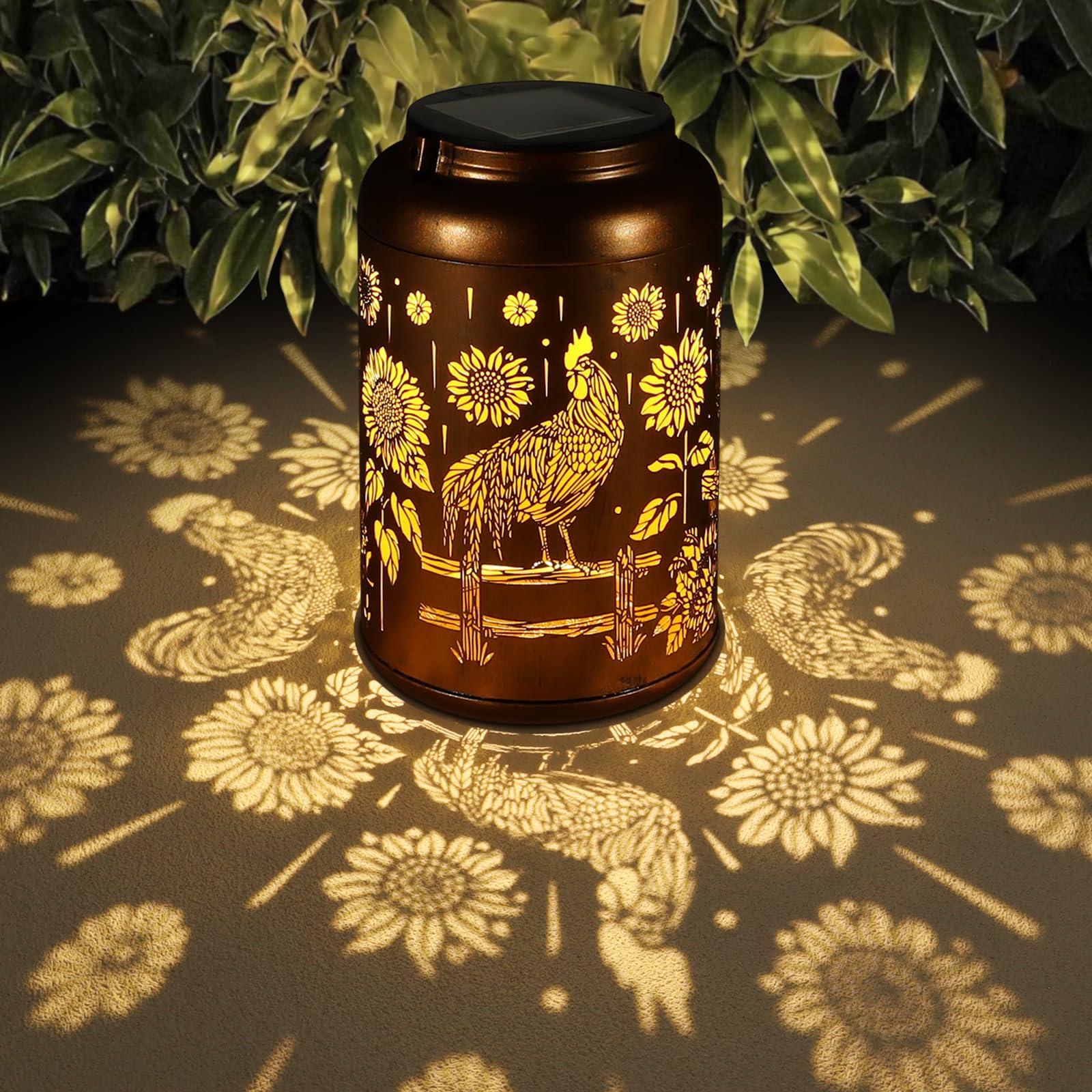 Tepaken Solar Lantern Hummingbird Outdoor Decor, Waterproof Hanging Lights, Gold, Model T-DL-109