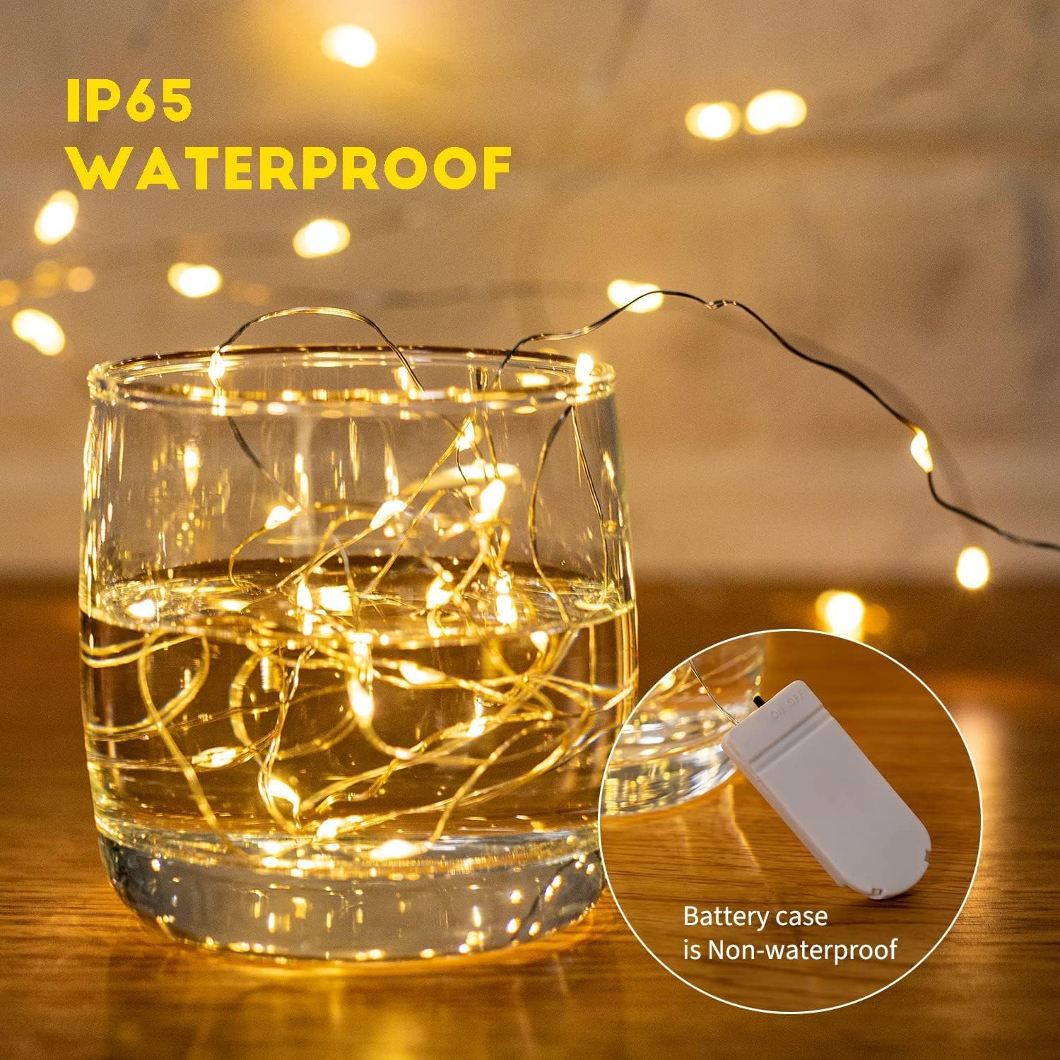Brightown Fairy Lights - 12 Pack 7ft Battery Operated Warm White Copper Wire LED String Lights for Mason Jars, Crafts, and Decor