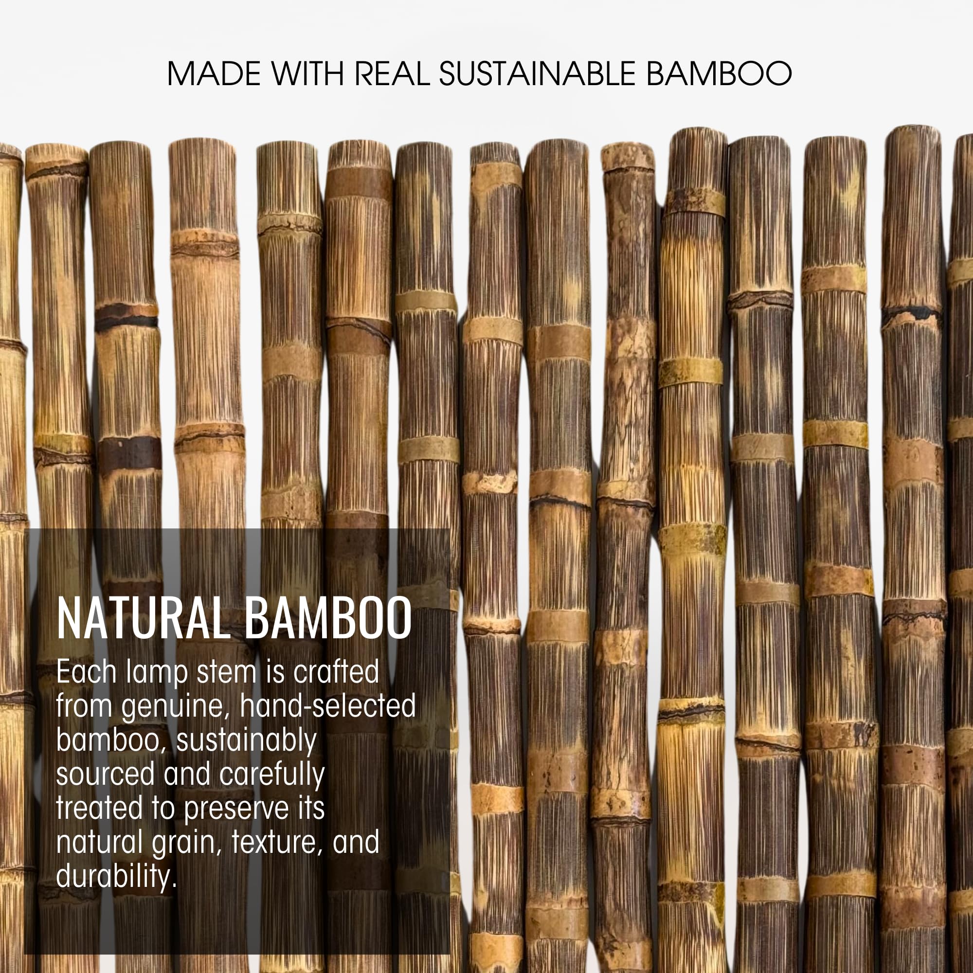 LUXELYKOS Bamboo Cordless LED Table Lamp – Dimmable 15" Portable Wireless Light, Rechargeable 24-Hour Battery, Polished Gold