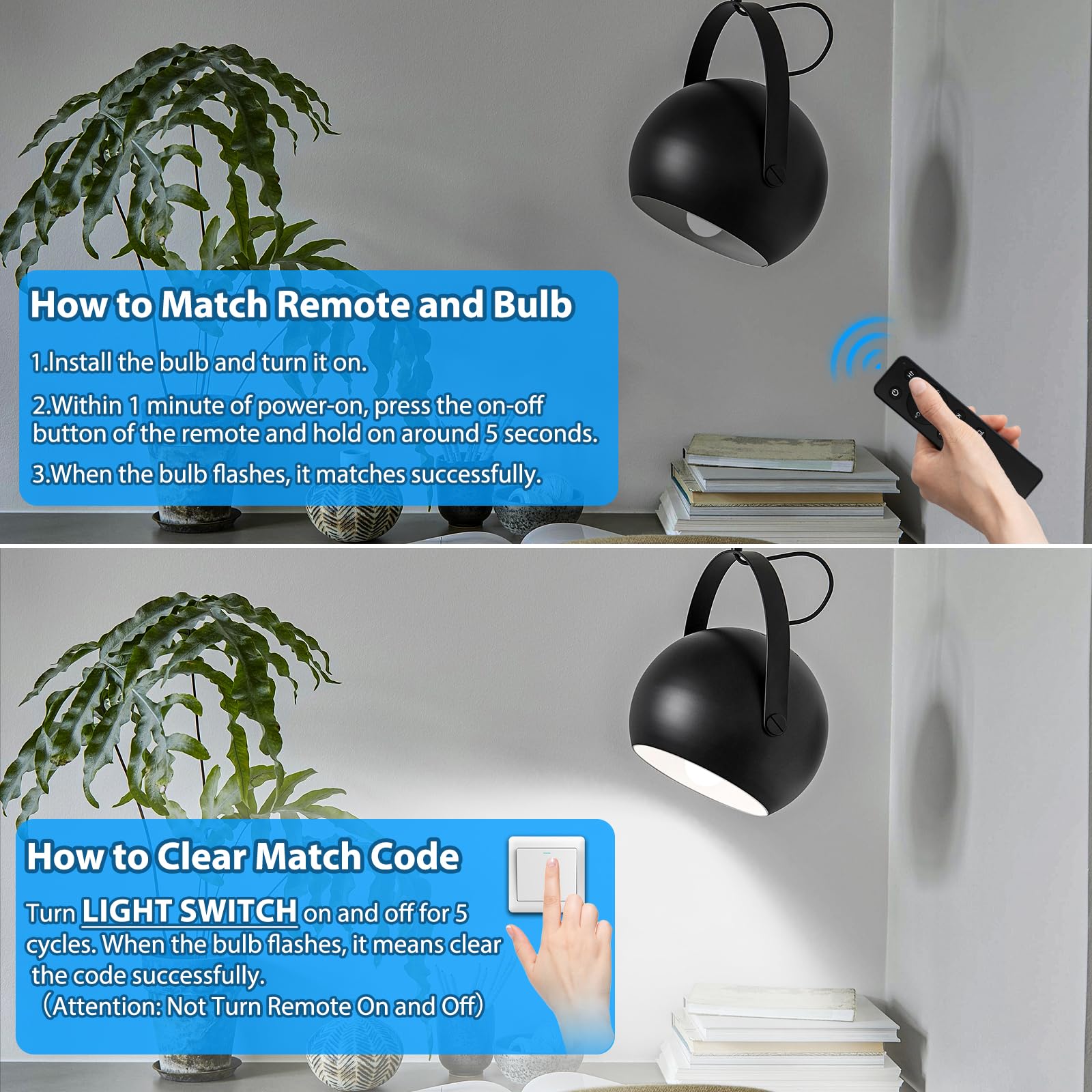 A19 Led Light Bulb With Remote Control, 900Lm 9W Led Bulb 60Watt Equivalent, Stepless Dimmable 3000K-6000K Light Bulb, Standard