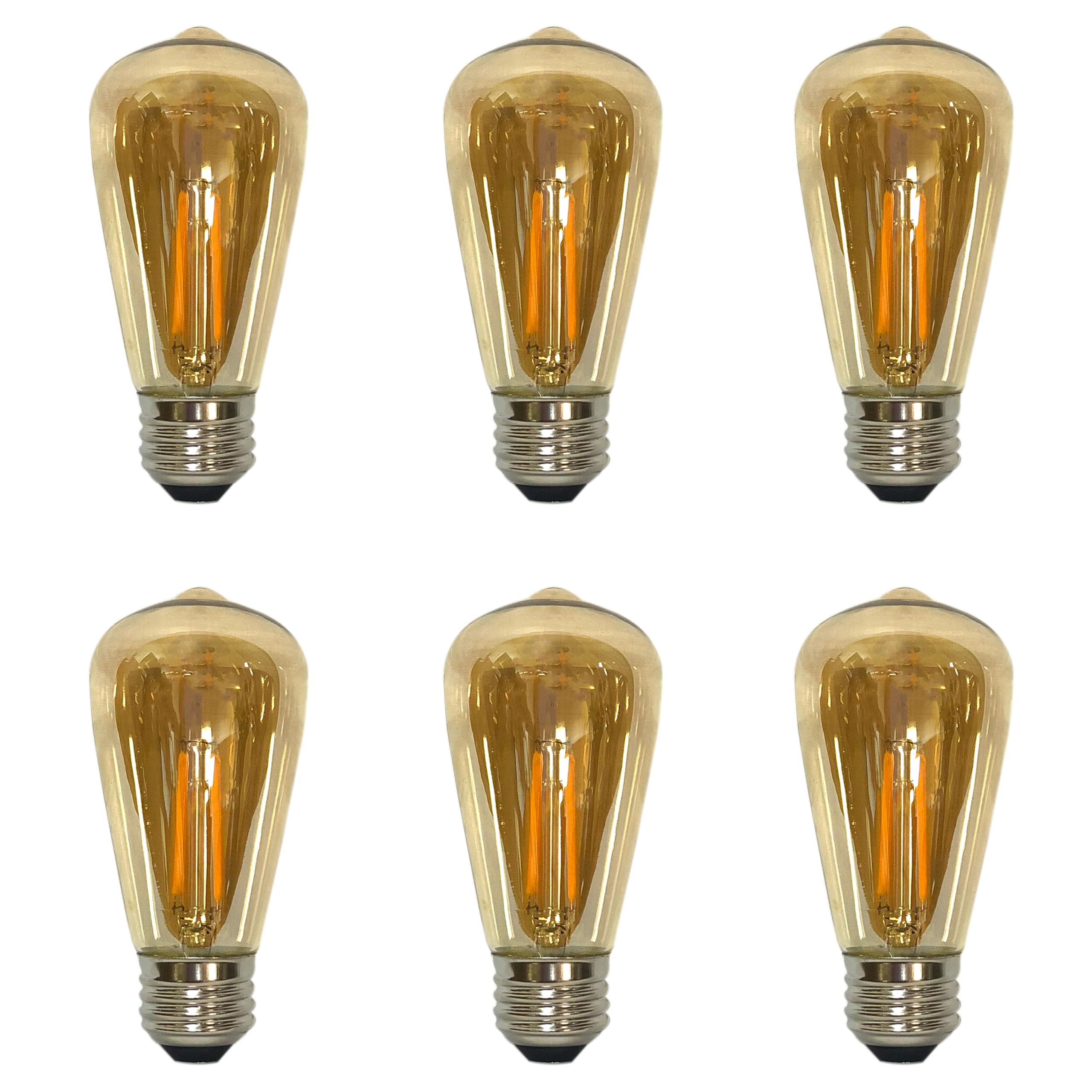 Royal Designs, Inc Lb-1507-6 Lb-1507-6 Vintage Dimmable Edison Light Bulb, St18/E26, Golden Smoke, 6 Count