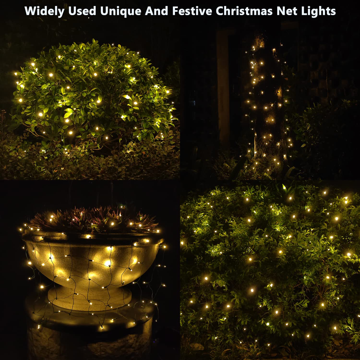Led Christmas Net Lights Outdoor Decorations For Bushes 144Led 6Ftx6Ft Connectable Green Wire Net Christmas Lights For Outdoor Indoor Yard Mesh Shrub Tree Decor Ul Certified(Warm White)