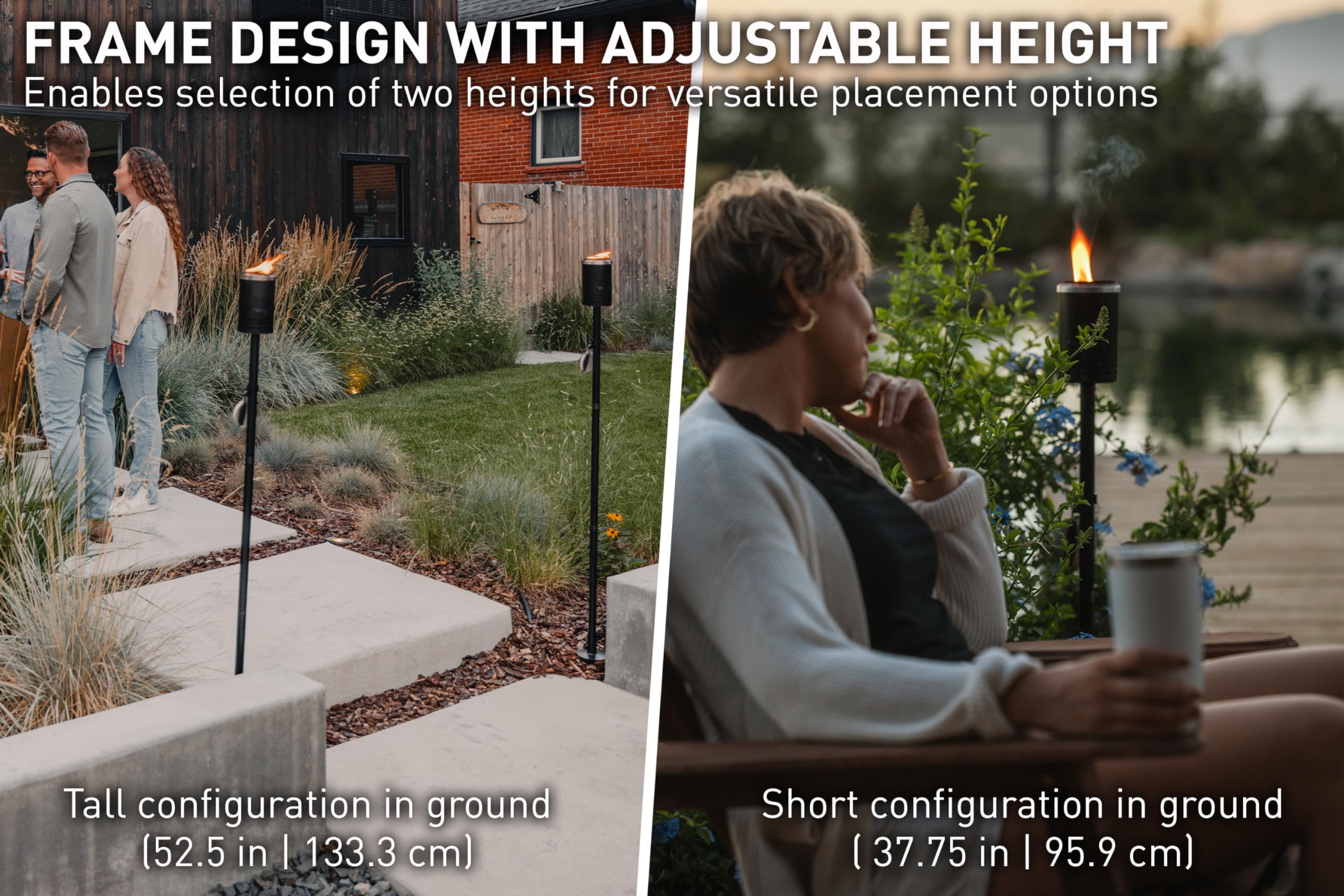 Solo Stove Mesa Torch - Adjustable Height Backyard Torch, Cold-Rolled Steel, 5 Hour Burn Time, Black, Model SSTORCH