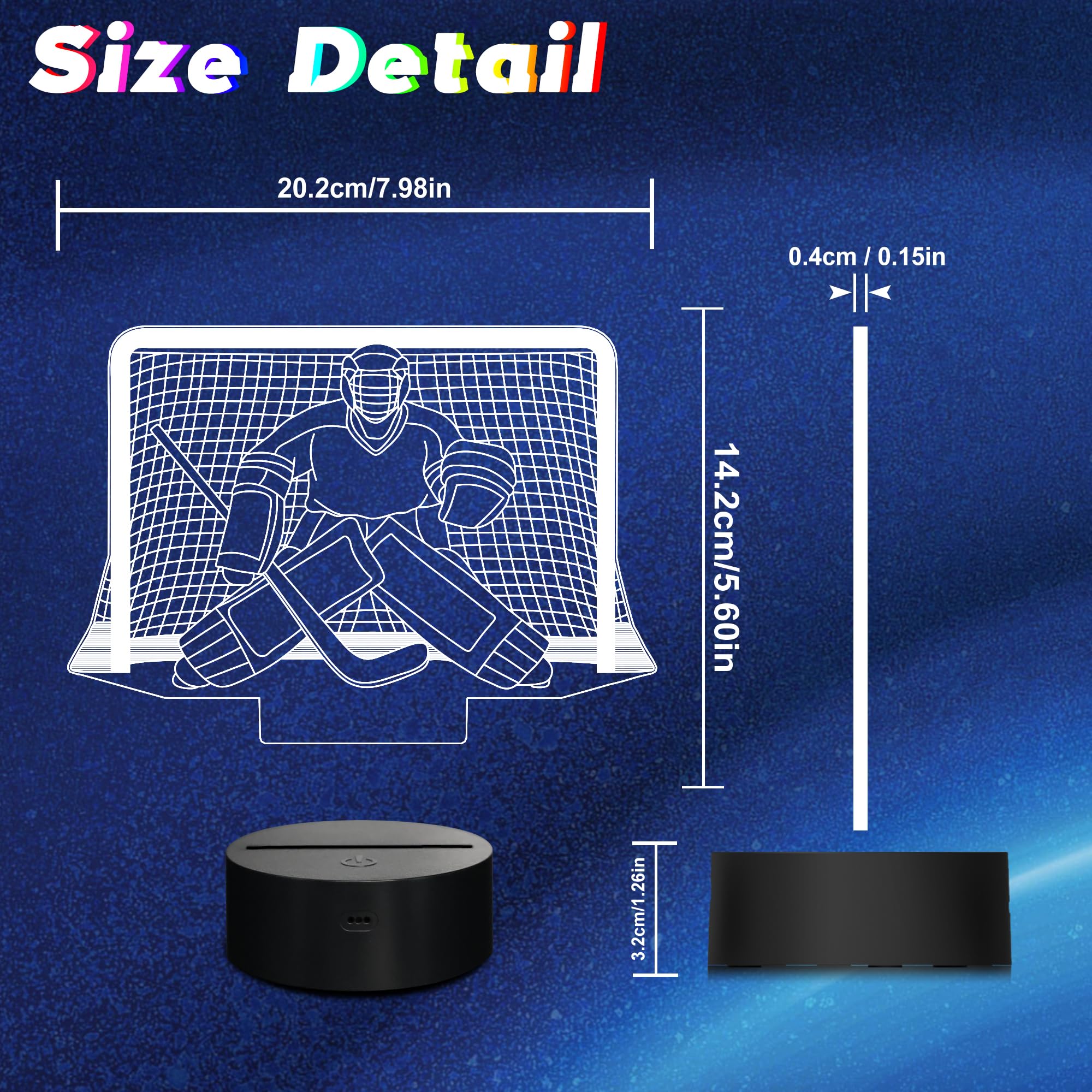 Coolgift Mart Ice Hockey Night Light, 3D Led Optical Illusion Lamp With Remote Control And Timer, Perfect Christmas And Birthday