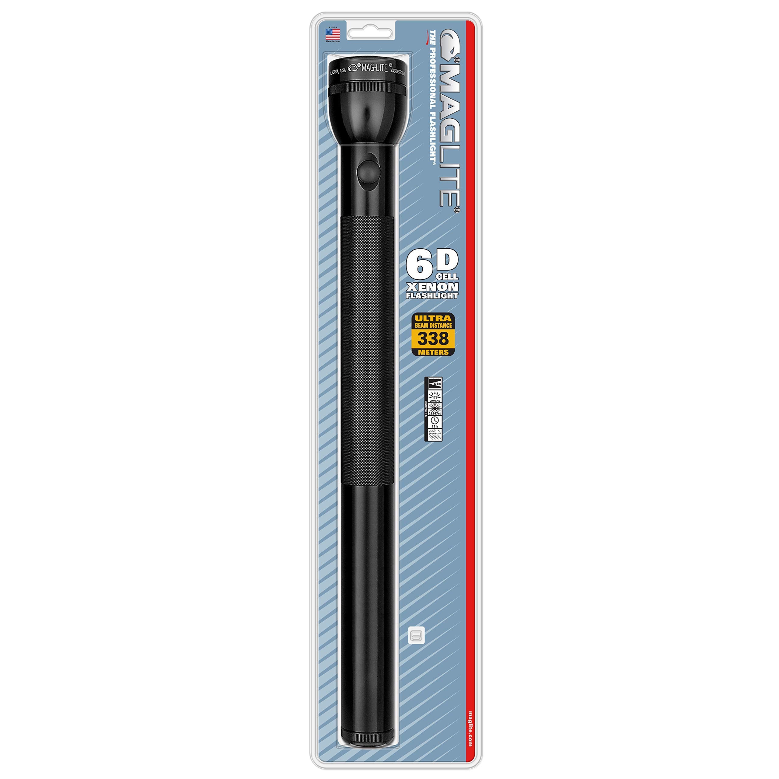 MagLite Standard Flashlight 6D - Durable Aluminum, Black, Model SS6D016