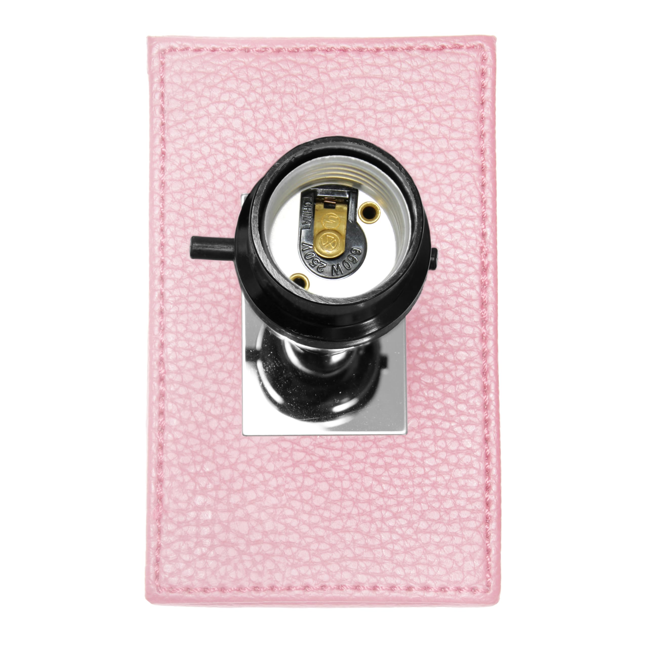 LALIA HOME Leather Base Bedside Table Lamp, 21in, Pink, White Fabric Shade, Model LHT-3008