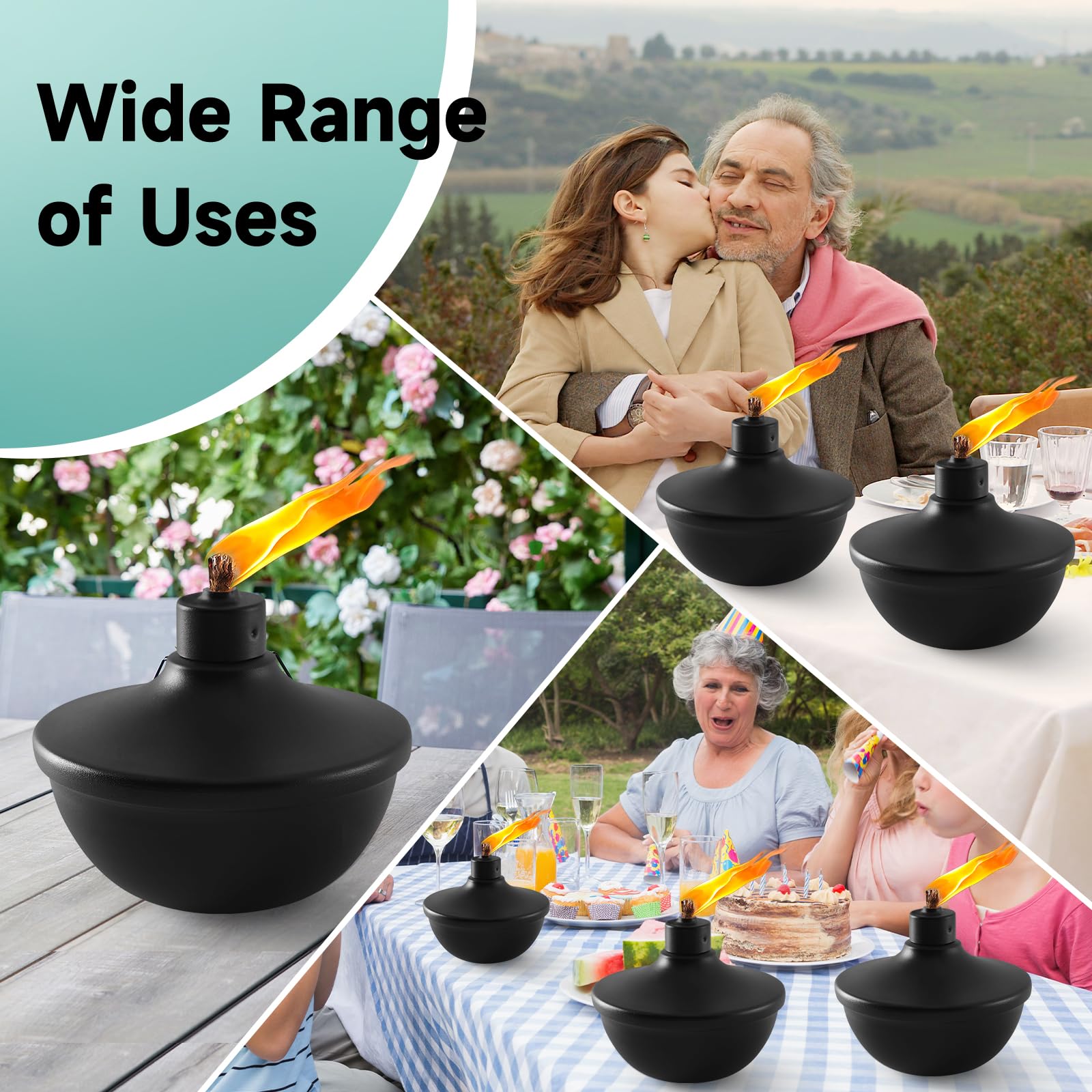Zspeng 4 Pack Metal Table Top Torches 23.5 Oz Citronella Torches For Outside Refillable Flame Light Torch With Wicks And Covers For Party  Garden Decor Diy