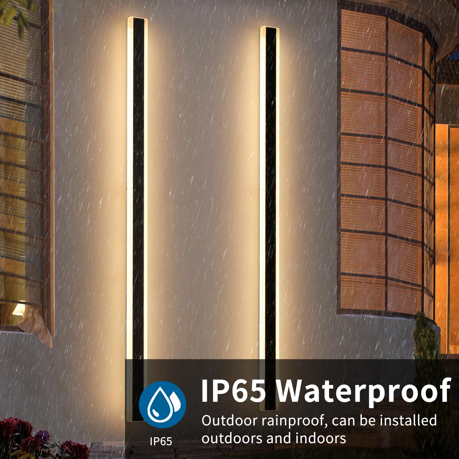 Daoseolo 2 Pack Modern Outdoor Wall Light, 71inch LED Dimmable 3000K-6000K, IP65 Waterproof, Acrylic, Remote Control