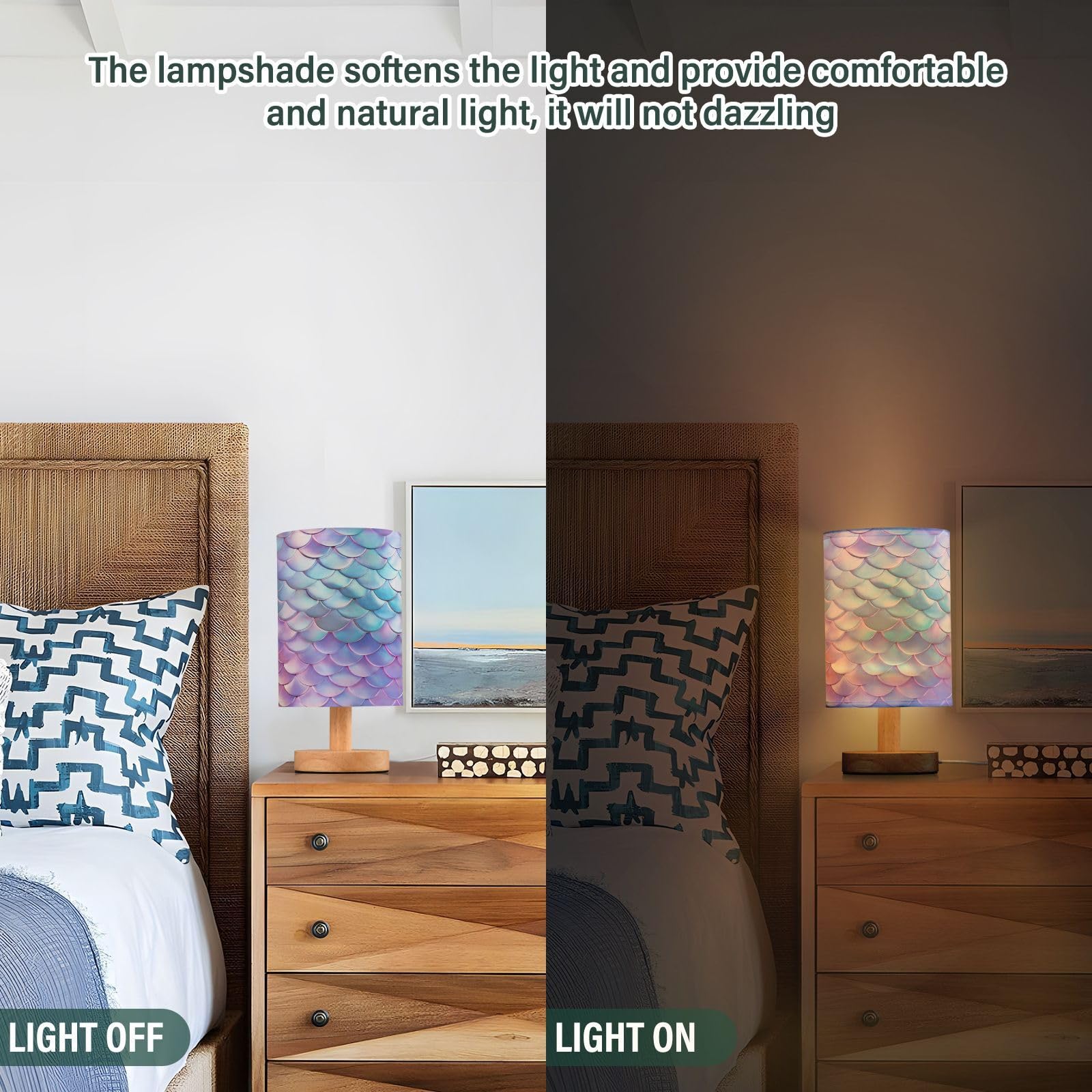 Alaza Magic Mermaid Decor Bedside Table Lamp With Usb Port For Bedroom Nightstand Office Desk Led Bulb Included