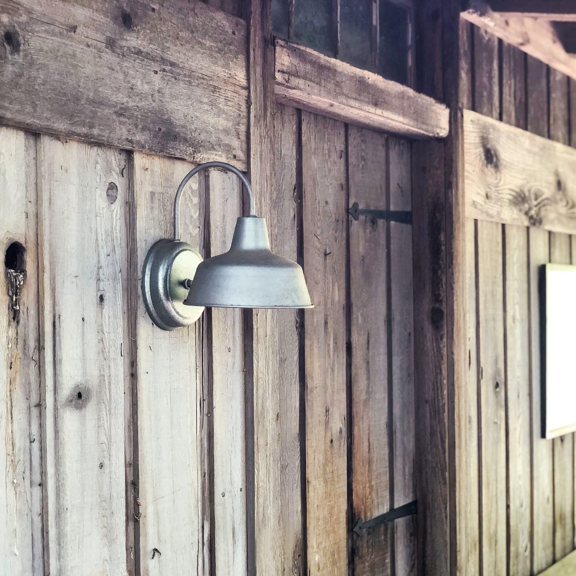 Design House Mason Barn Light, 10-Inch, Larger Version, Galvanized, Indoor/Outdoor Wall Mount, Model 579383, Modern Industrial Farmhouse