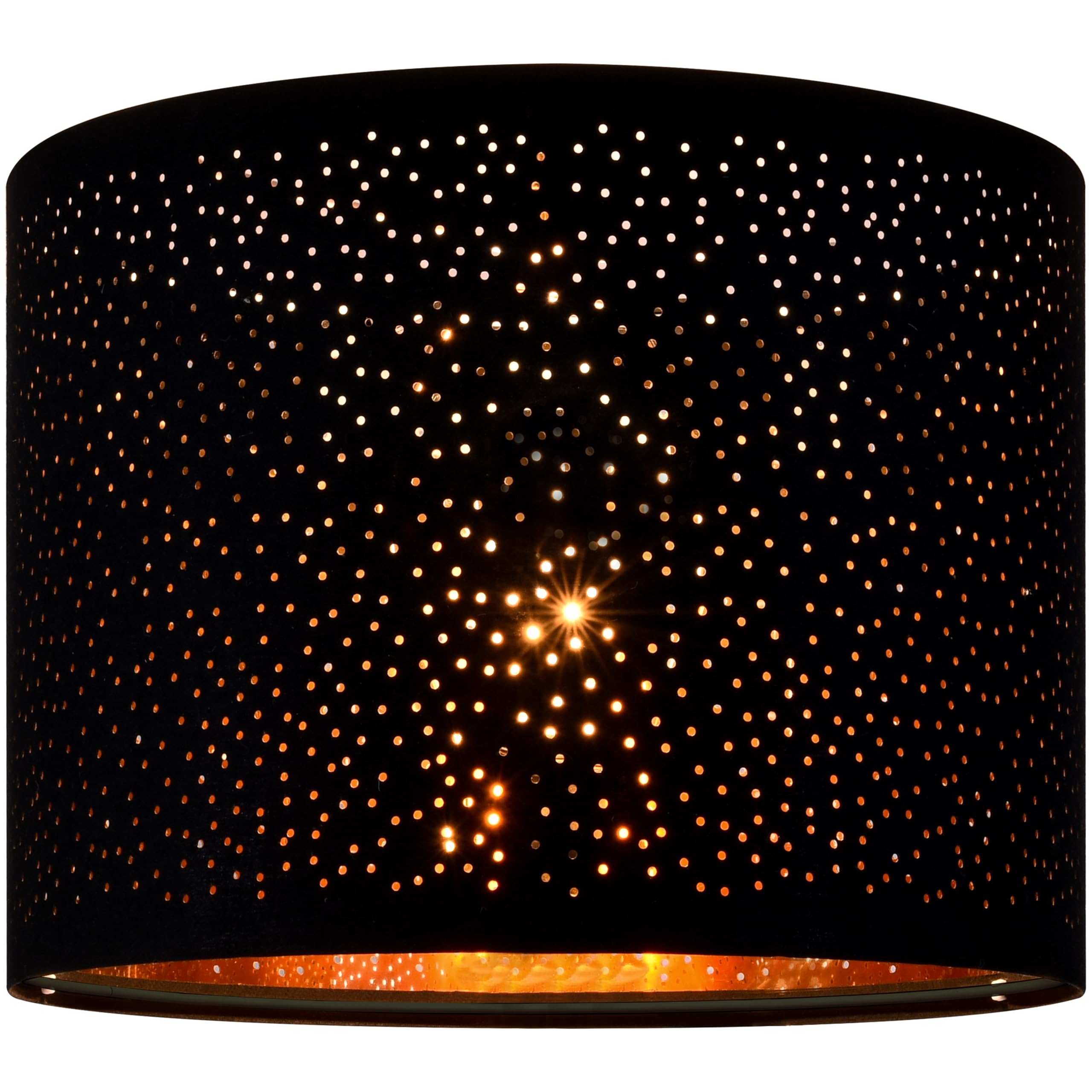 GO&SO Black Drum Lampshades Set of 2, Laser Drilling Design, 13"x13"x10", Fabric, Model GS5-16-BL-2