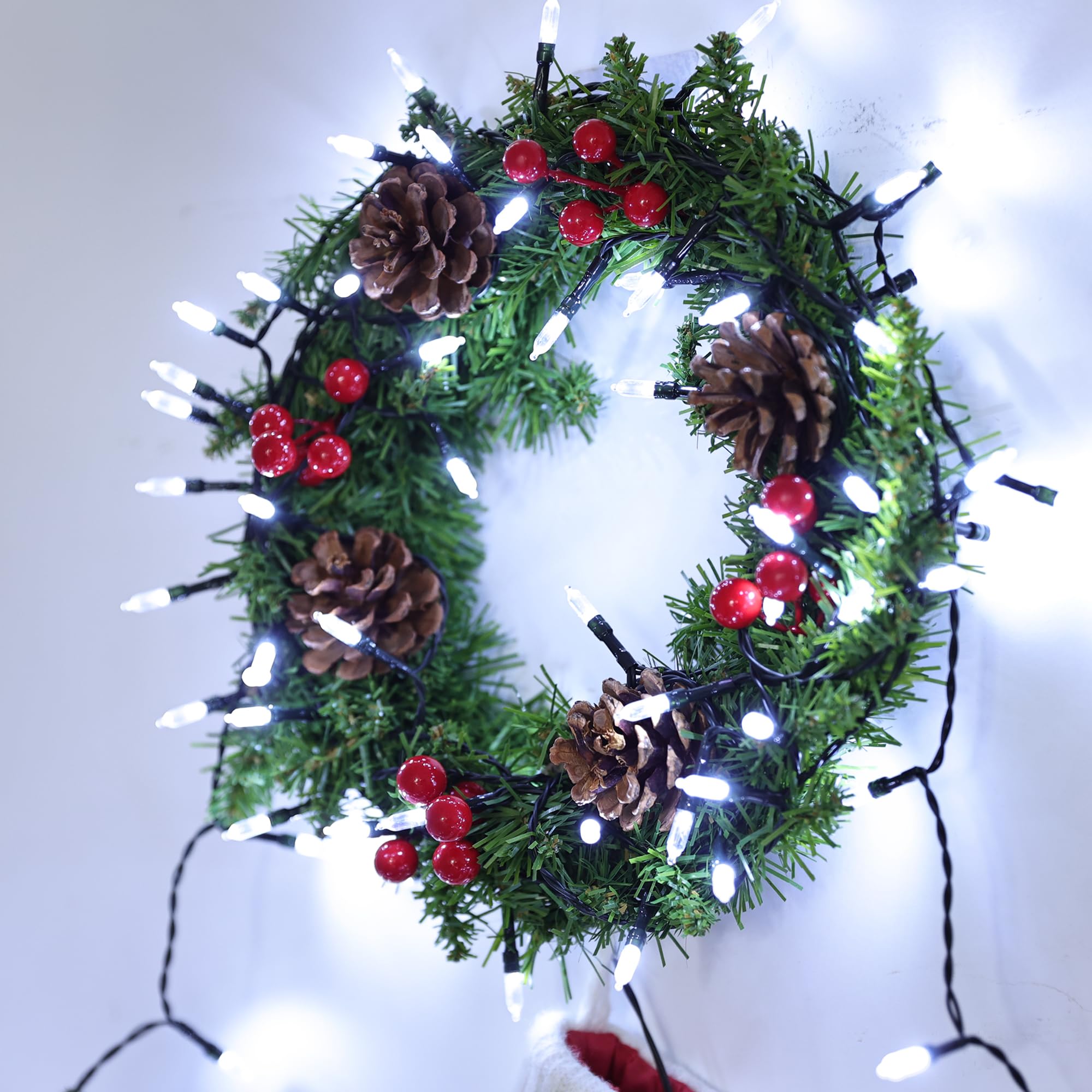 Lomotech Battery Operated Christmas Lights - 2 Pack Total 16Ft 50Leds Battery Mini String Lights With Timer For Home  Garden  Party  Holiday  Tree Decoration (Green Wire  White)