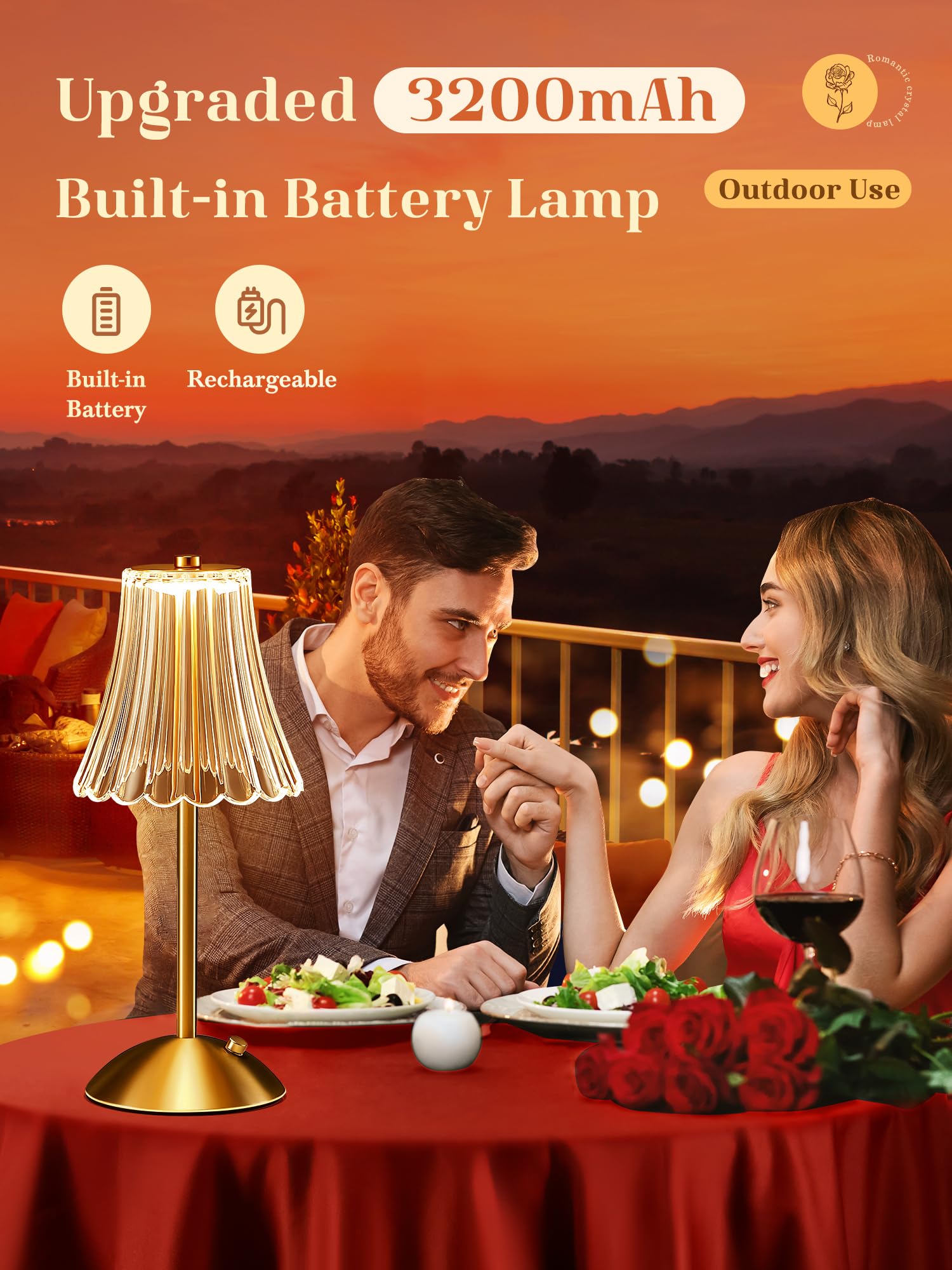 Led Table Lamp,3200Mah Battery Operated Lamp Rechargeable Lamp,30 Lighting Modes Bedside Lamps For Bedroom Lamp,Touch Lamps For
