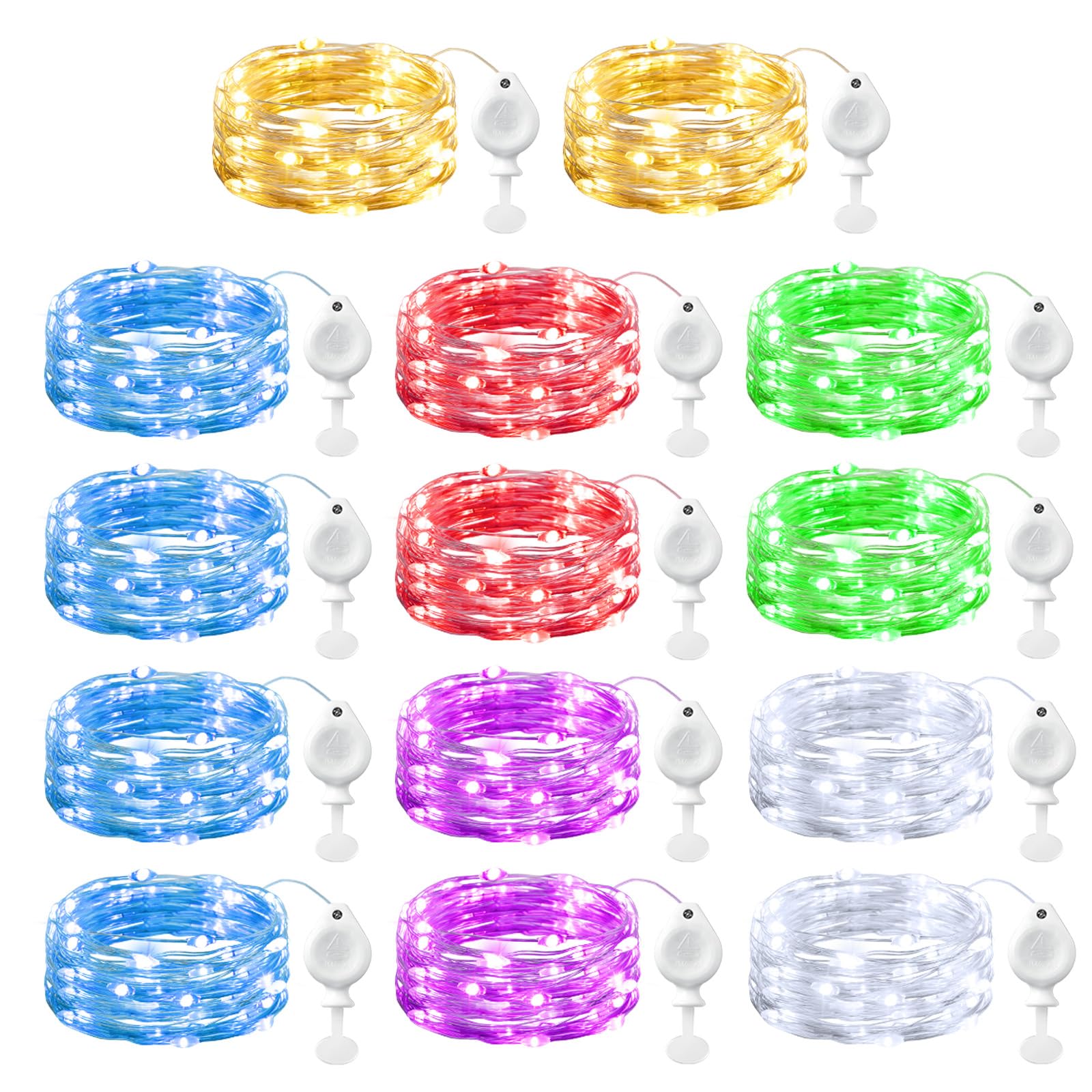 Brightown 14 Pack 6 Color LED Fairy Lights Battery Operated String Lights  7ft 20LED Waterproof Silver Wire String Lights  Firefly Starry Moon Lights for Mason Jars DIY Christmas Wedding Party Bedroom