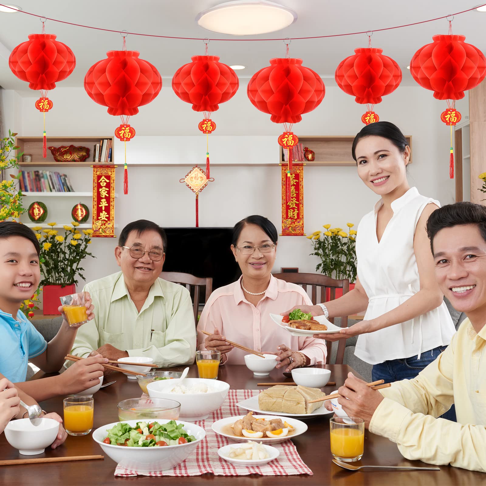 30 Pieces Chinese New Year Decorations Lanterns, 8 Inch And 10 Inch Red Chinese Lanterns Festival Celebration Supplies For New Y