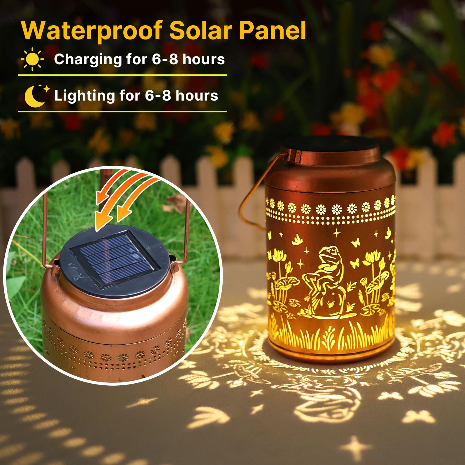 Solar Lanterns Outdoor Waterproof Frog Lazy Pattern Solar Lights Metal Lantern Christmas Garden Frog Decor Art Housewarming Gift
