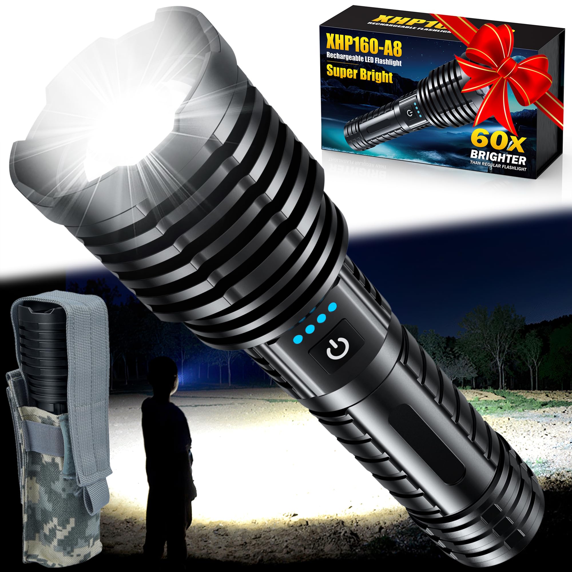 Weoxi Rechargeable Flashlights 2400000 High Lumens,Super Bright LED Flashlight for Home Emergency, Waterproof Handheld Flashligh
