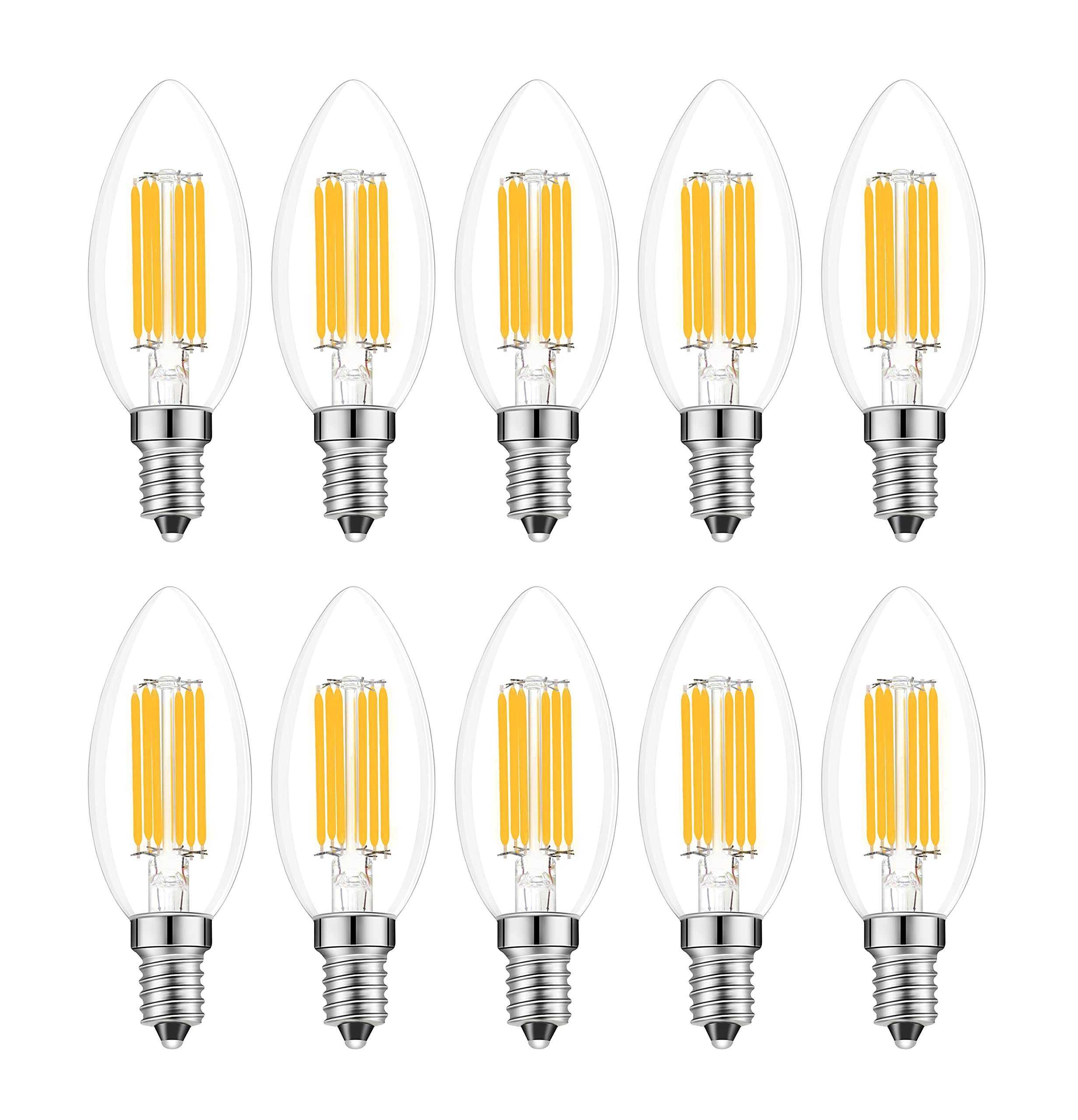 Lamsky E14 Dimmable LED Bulb,110V 600Lumens 60W Equivalent Warm White 3000K,E14 European Base Candelabra LED Bulbs,Clear Glass T