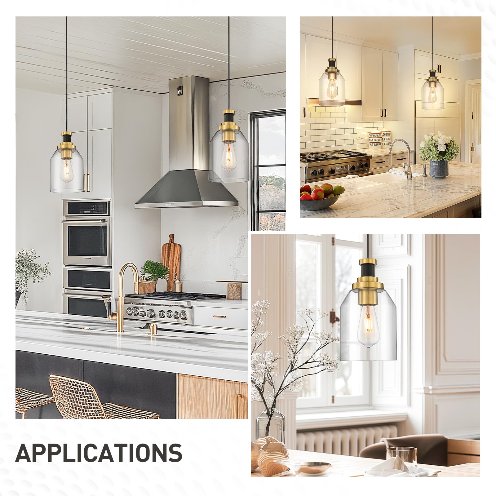 zeyu Large Pendant Light - 1-Light Clear Glass Shade, Black & Gold Finish, 6.3 Inch, Model ZG33M1L-L BK+BG