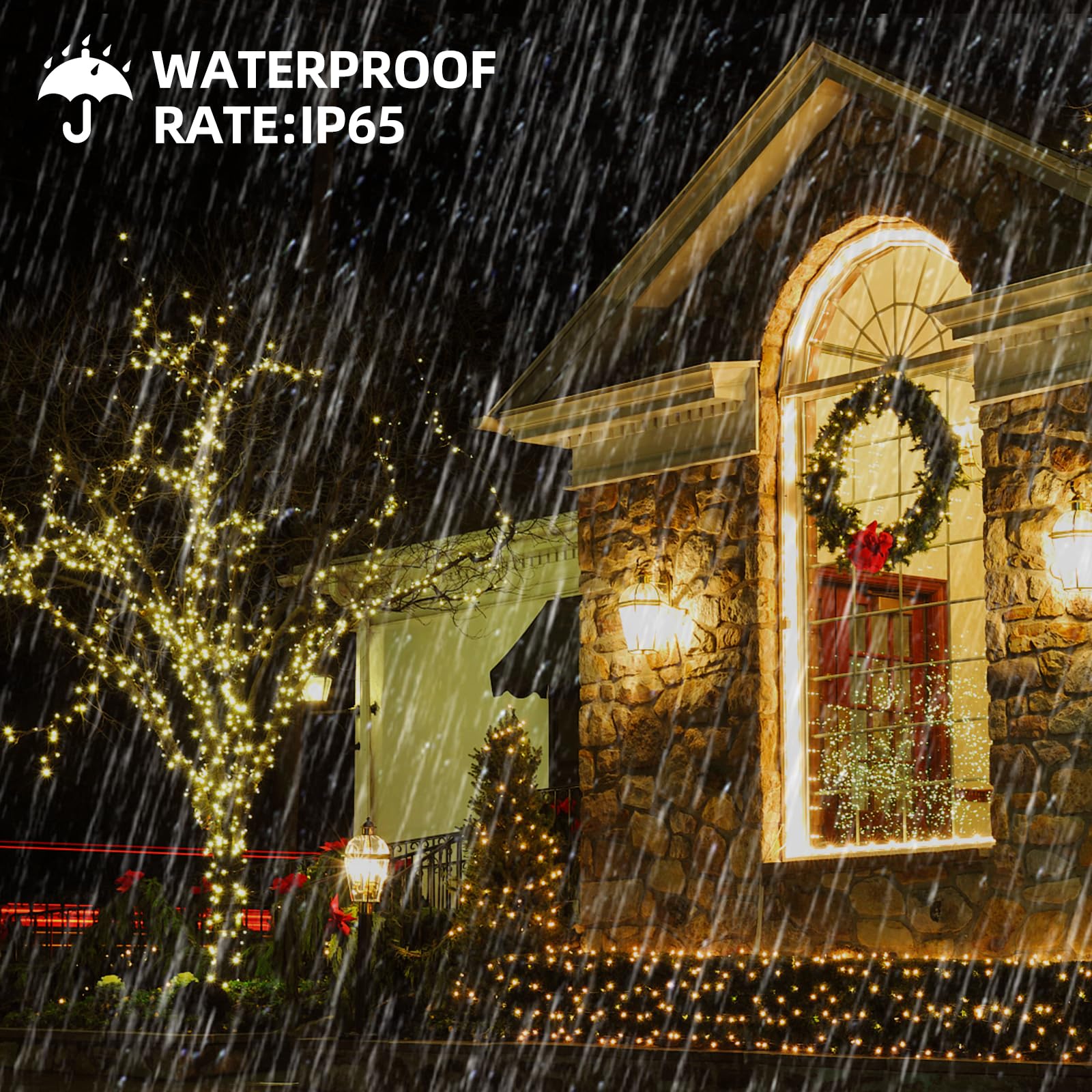 Green Convenience Christmas Lights 105Ft 300 Led Battery String Lights With Timer Memory Function Or Battery Powered Waterproof String Light For Indoor Outdoor Decoration (300Led Warm White)