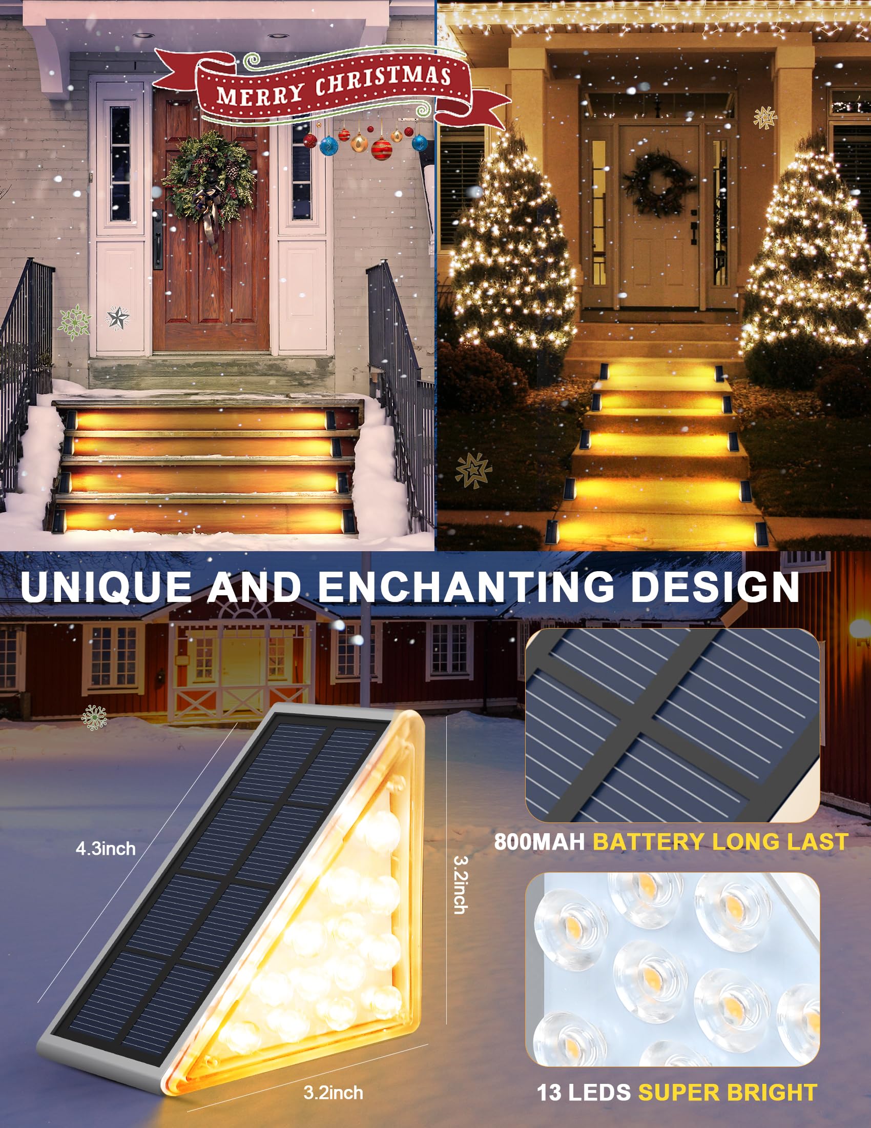 AUDLES LED Solar Step Lights, Waterproof Warm White 12 Pack, IP67 for Outdoor Use, Perfect for Yard, Patio, Garden, Walkways, Driveway