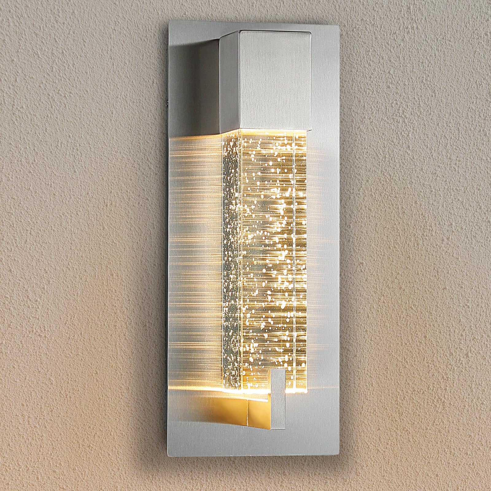 WOSHITU LED Wall Sconce Light, 11 Inch, Nickel, Dimmable, Crystal Wall Lamp, Model 8012WL-05SN for Bathroom, Living Room, Bedroom, Hallway