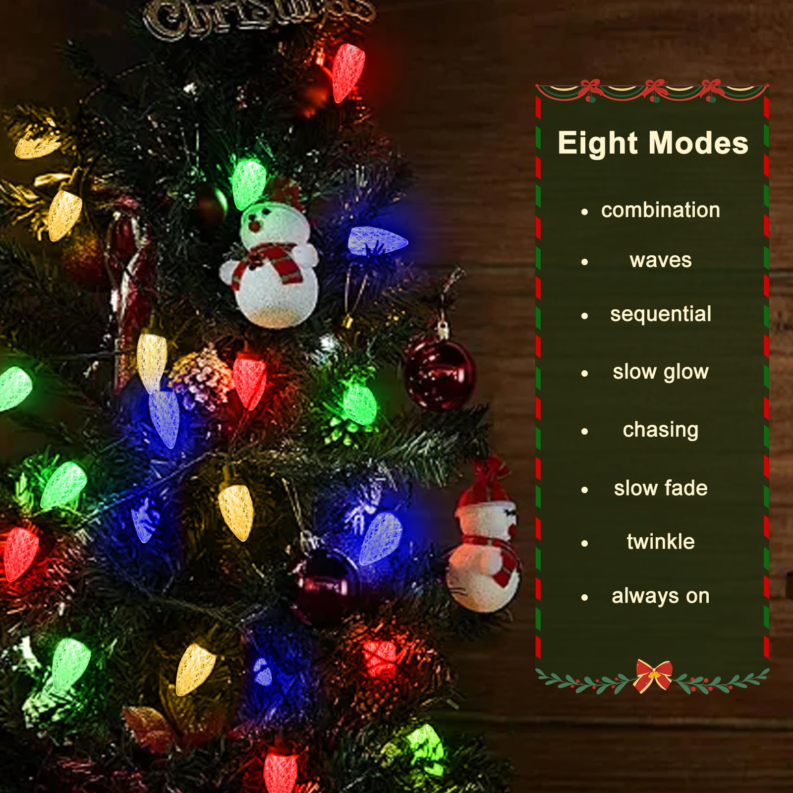 Liyuanq 120 Led C9 Christmas Lights,Outdoor String Lights,Christmas Light Decor With 8 Modes Waterproof,Suitable For Indoor And