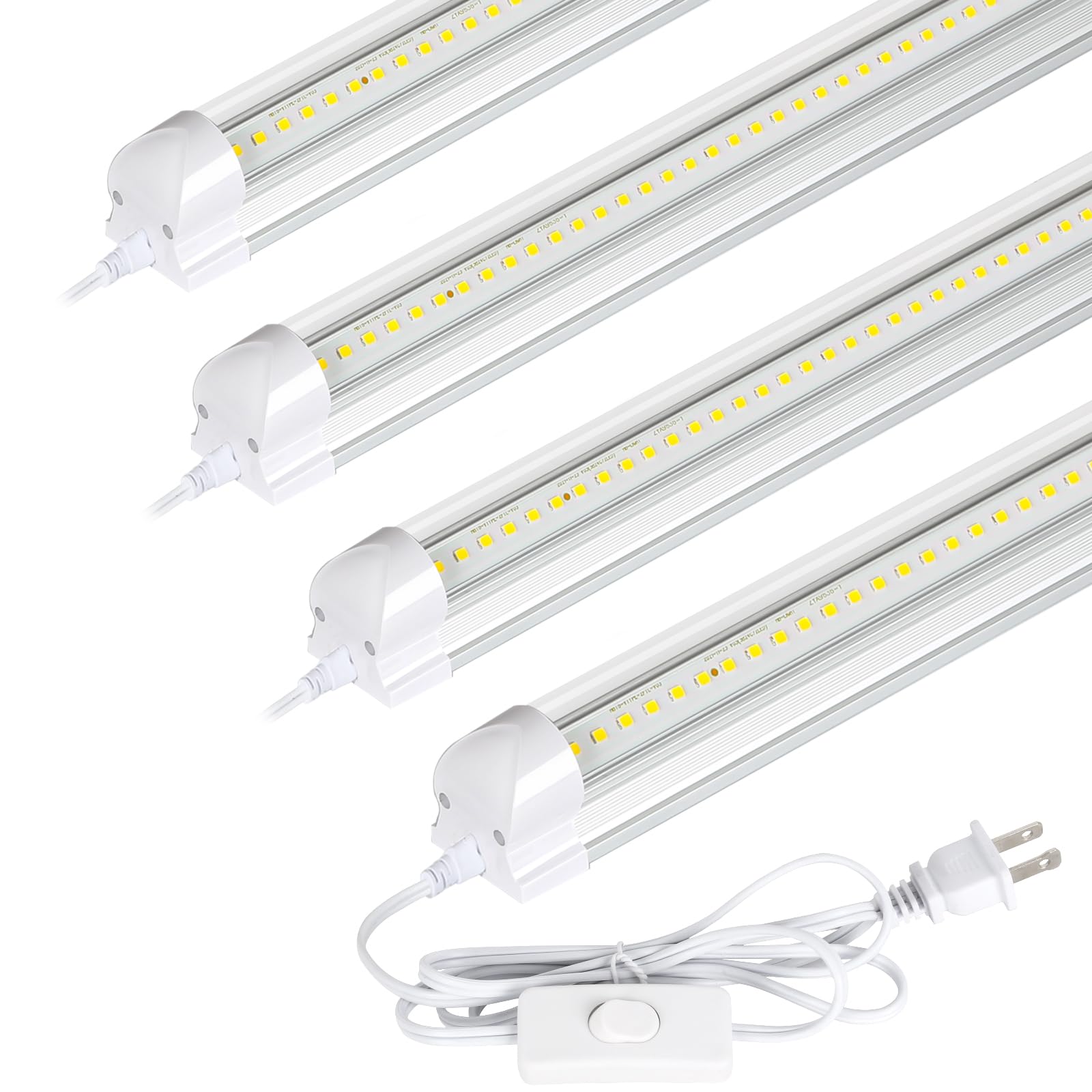 Hykolity 30W LED Shop Light - 3500lm, 6500K, V Shape, 2FT, White, Linkable Ceiling Fixture, Built-in ON/OFF Switch