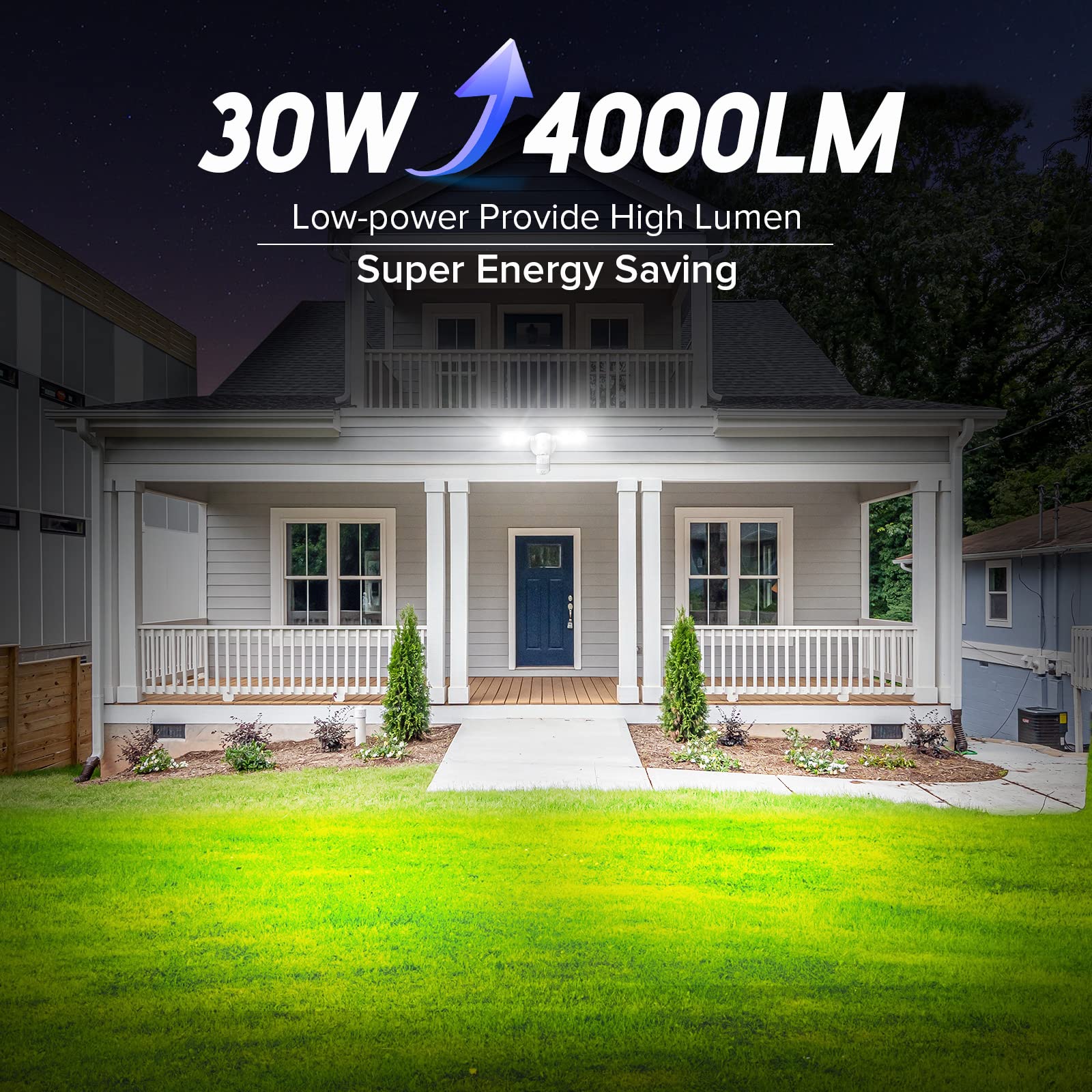 SANSI Outdoor Motion Sensor Light, 30W, 4000LM, 5000K, Dusk to Dawn, Snow White, Eco Series, 320° Wide Angle Illumination