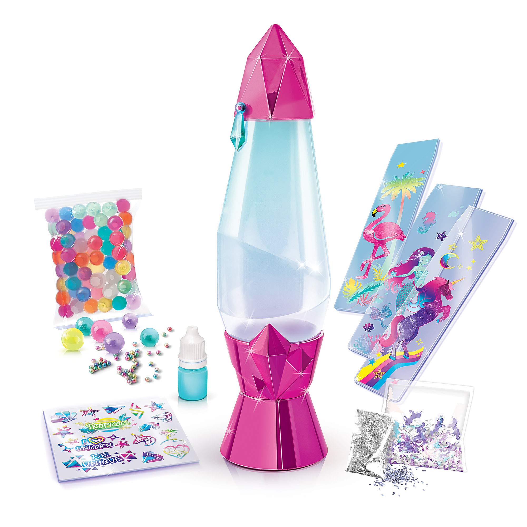 Canal Toys DIY Lava Lamp - Customizable Bubble Lamp with Color-Changing LED, Glittery Bubbles, Medium, Multicolored, Model 228157