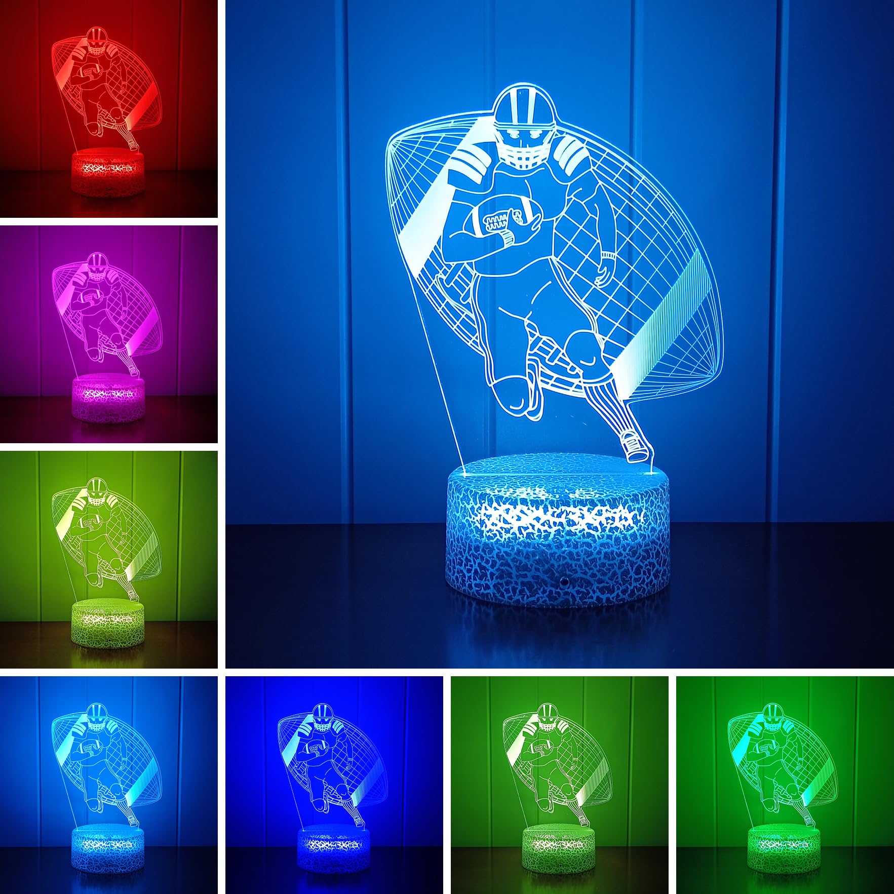 Ledergo Football Night Light For Boys, 3D Illusion Night Lamp16 Colors Changing With Smart Touch & Remote Control Bedroom Decor