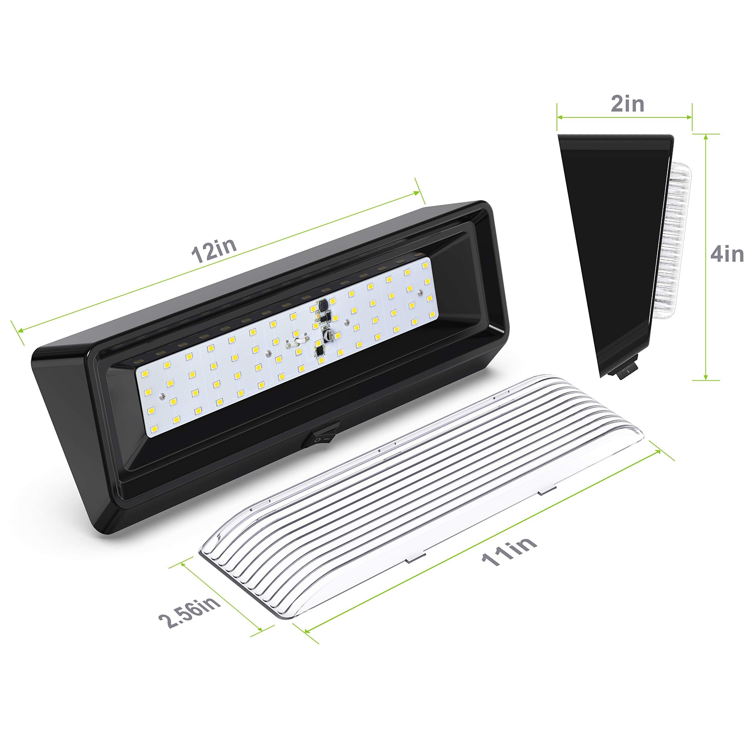 Leisure Led Rv Exterior Porch Utility Light With Switch Xl 12V 650 Lumen Lighting Fixture. Replacement Lighting For Rvs, Trailers, Campers, 5Th Wheels Black Base Clear Lens (Black, 2-Pack)