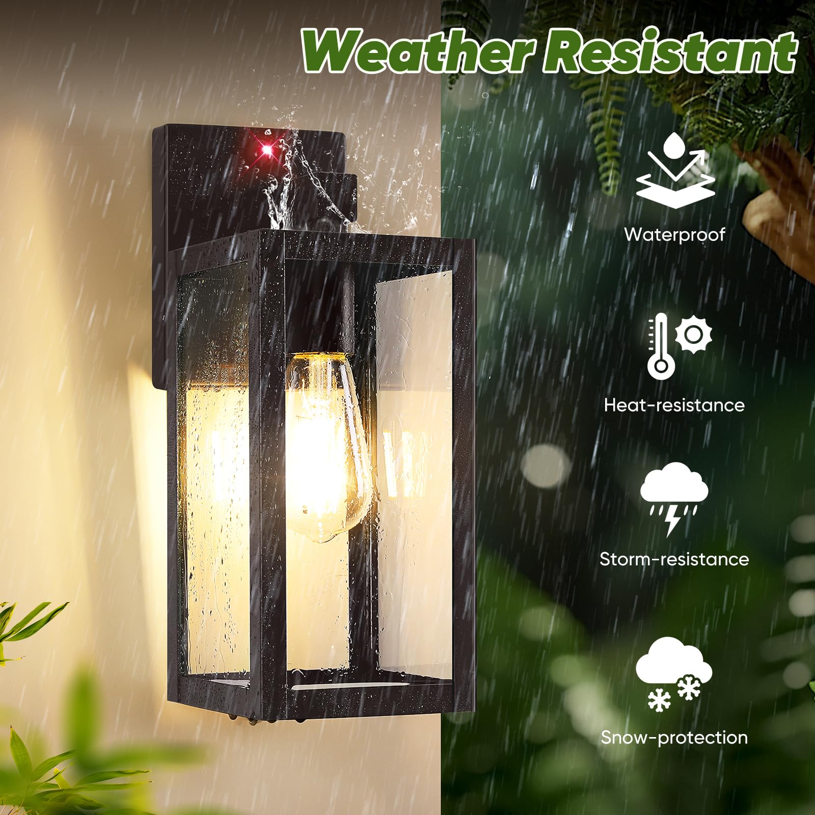BesLowe 2-Pack Motion Sensor Outdoor Wall Lights, 13in Brown Metal Dusk to Dawn Lanterns, 3 Lighting Modes for Porch, Patio, Garage