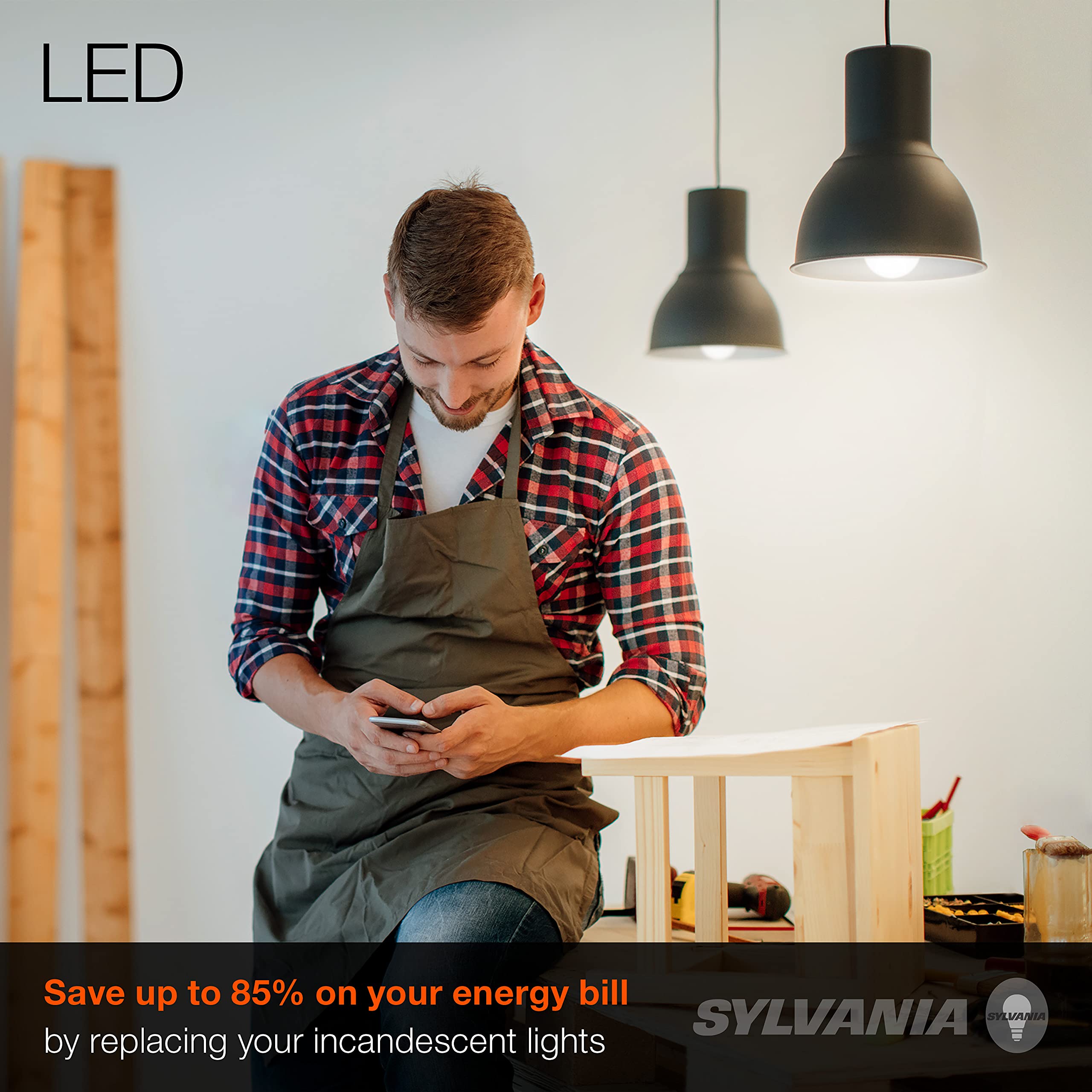 Sylvania Led Light Bulb, 75W Equivalent A19, Efficient 12W, 13 Year, Dimmable, 1100 Lumens, Frosted Finish, Bright White - 4 Pac