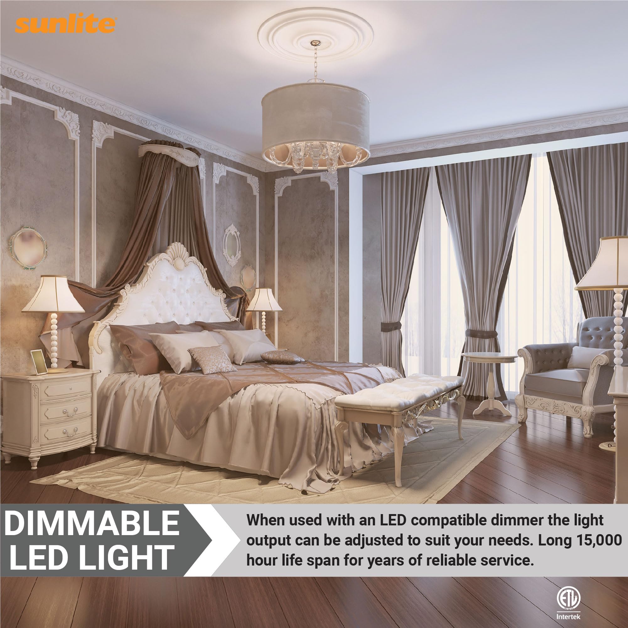 Sunlite LED B11 Chandelier Light Bulb, 4.5W (40W Equivalent), 3000K Warm White, Dimmable, E12 Base, 6 Count