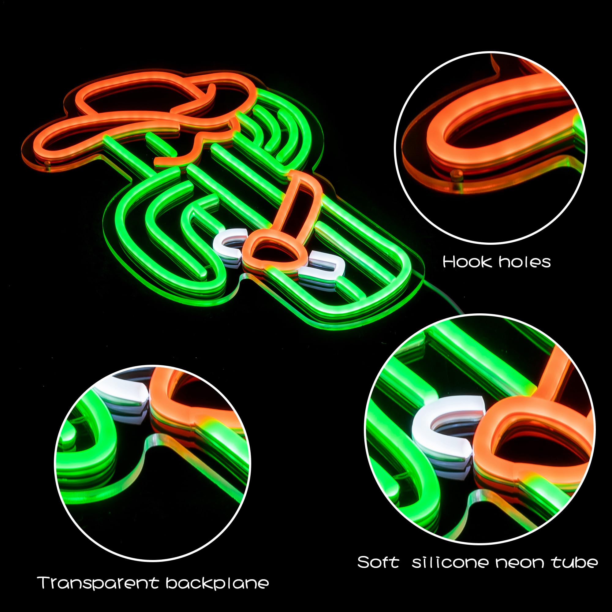 SUYUZUR Cactus Neon Sign - Cowboy Hat LED Wall Decor, Green Acrylic, Model SLY-04, Colorful Light for Bedroom, Bar, Game Room