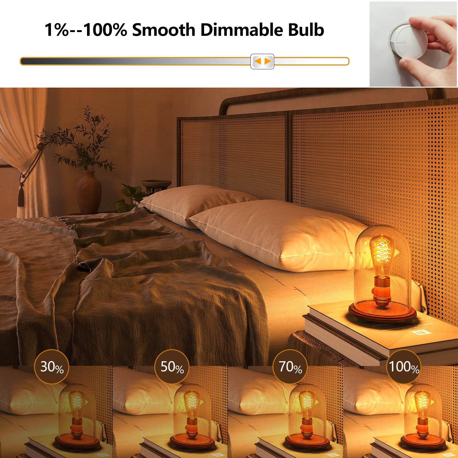 Hession St64 Led Edison Bulb - 4W Equivalent 40Watt, 4-Pack 2700K Warm White Light Bulbs, E26 Base Bulb- Easy Install, Vintage D