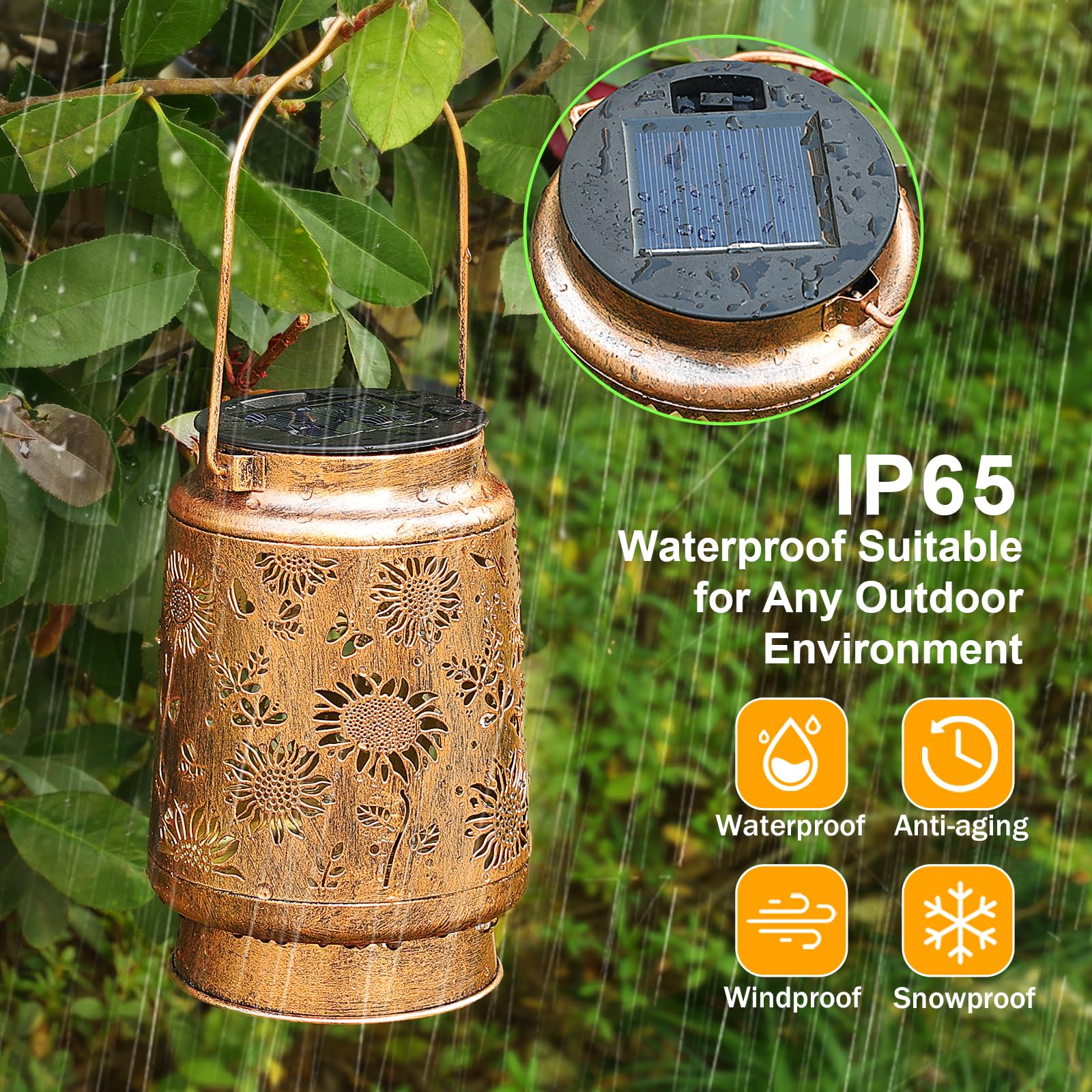 Sunflower Solar Lanterns Garden Decor  Birthday Gifts For Women Mom Grandma Christmas  Metal Hanging Solar Lights Outdoor Waterproof Led Decoration With Shepherd Hook Outside For Garden Yard Patio