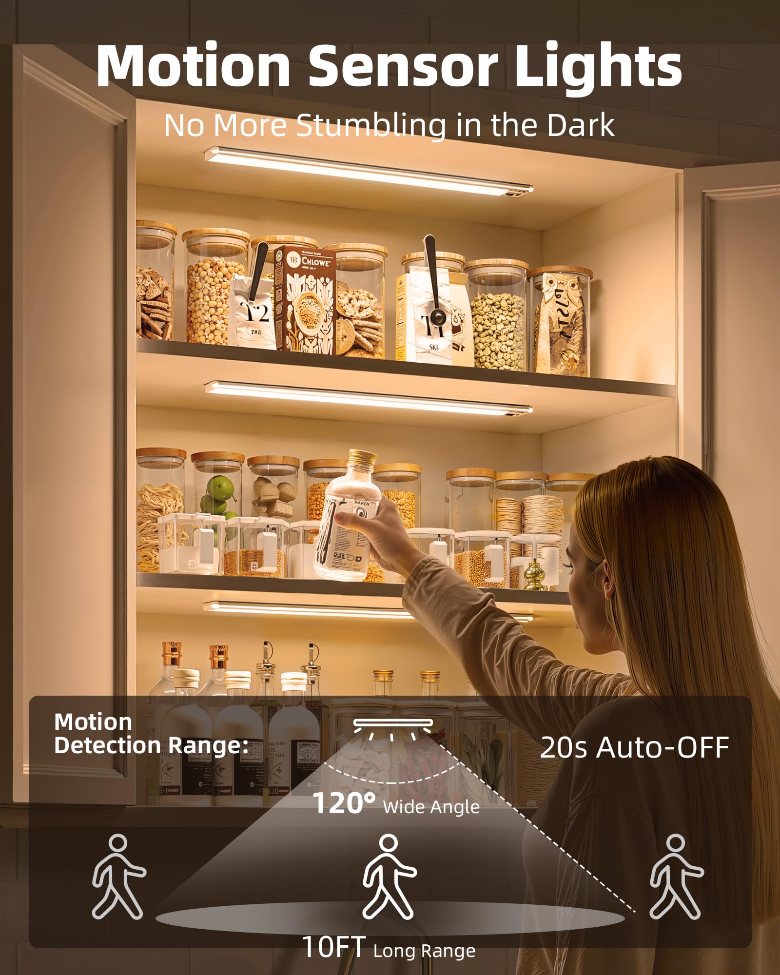 Ezvalo Under Cabinet Lights 14.5 Motion Sensor Light Indoor Dimmable  4000Mah Rechargeable Closet Lights 3500K With Remote Control  Wireless Under Counter Light For Kitchen Cabinet (Warm-6Pack)