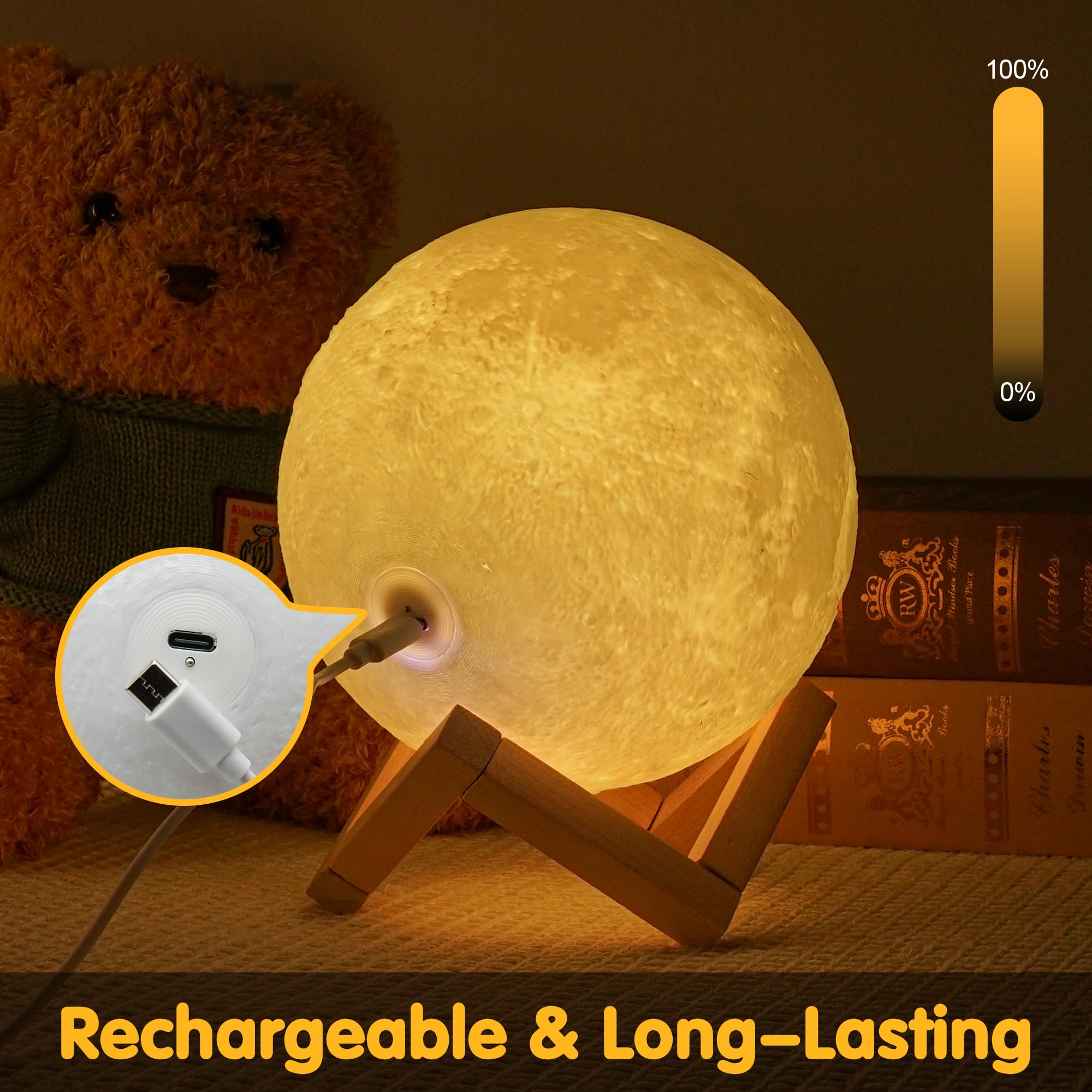Balkwan 16 Colors Moon Lamp For Kids 3D Touch & Remote Control Night Light Led Moon Light For Kids & mature-themeds Birthday Christmas Gifts For Women Boys Girls Baby Home Decor (16 Colors  5.9 In)