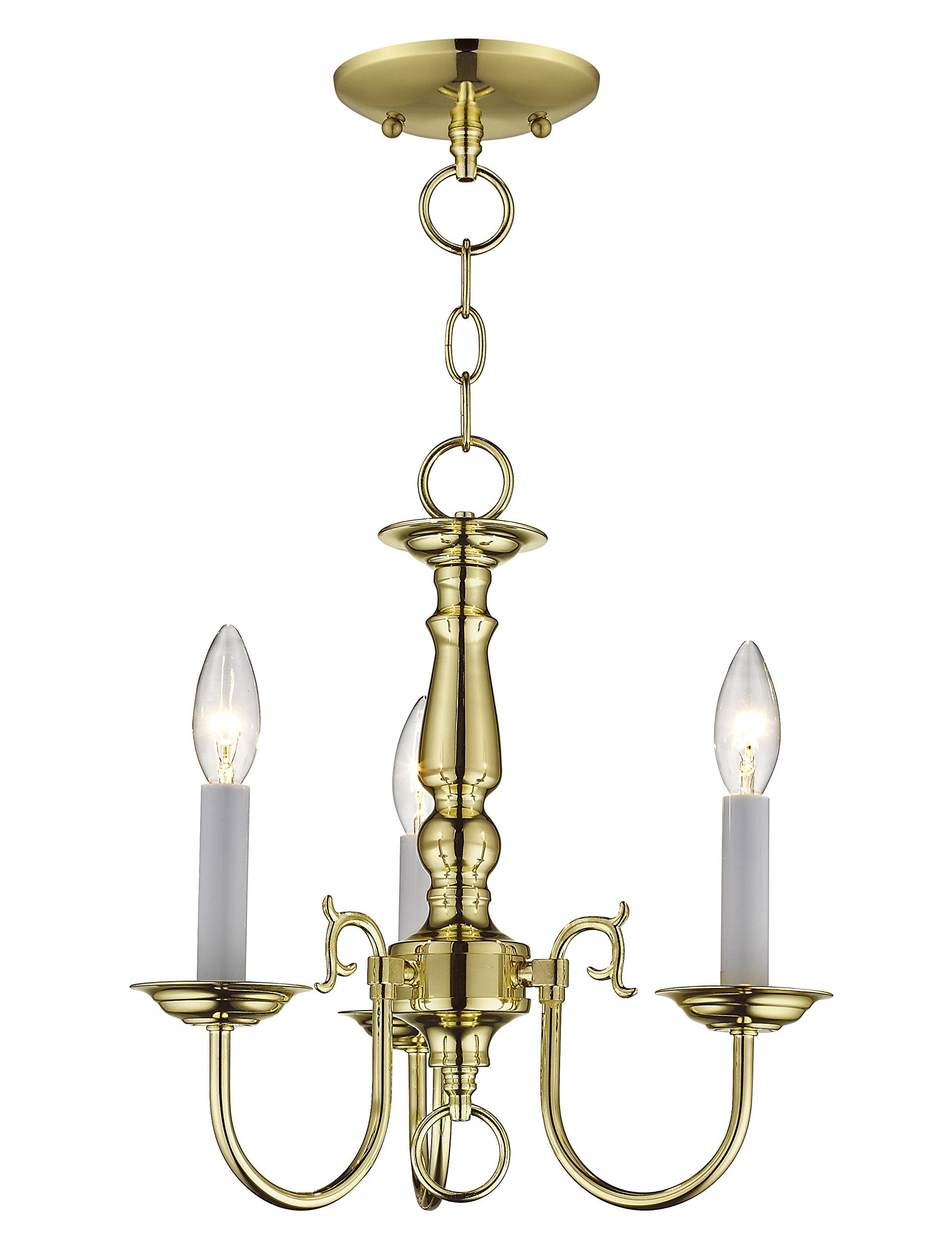 Livex Lighting 5013-02 Williamsburg Polished Brass Mini Chandelier, 14inL x 14inW x 14.5inH, Alloy Steel, 3 Light Flush Mount
