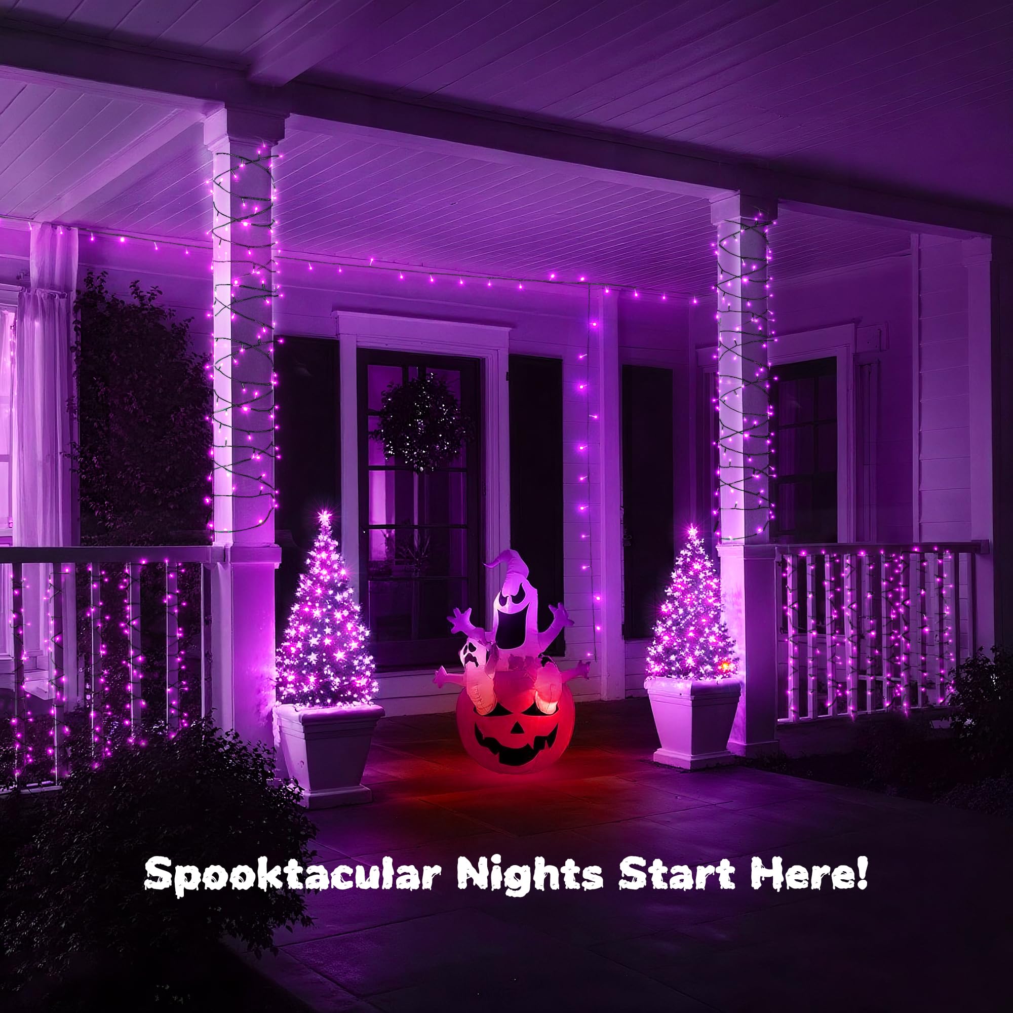 Wbao Halloween Lights 300Led 108Ft  Super Bright Led String Lights With Ul Certified  8 Lighting Modes  Timer  Connectable  Memory & Waterproof For Indoor Outdoor Halloween Decorations  Purple