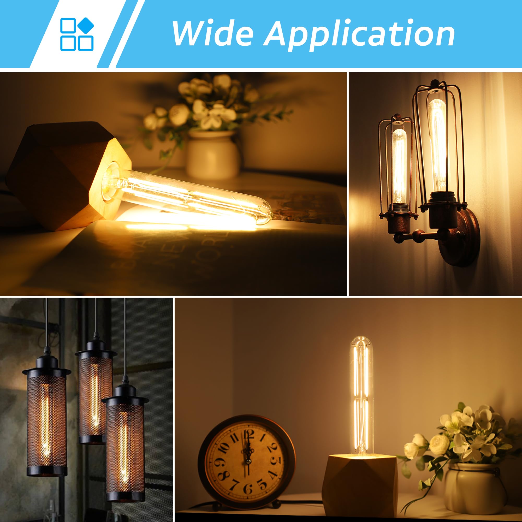 Padmo Ludaz Tube Light Bulbs 7.3 Inch E26 T10 Led Bulb Tubular Light Bulb 185Mm Long Skinny Light Bulb,6W 60 Watt Type T Bulb Fo