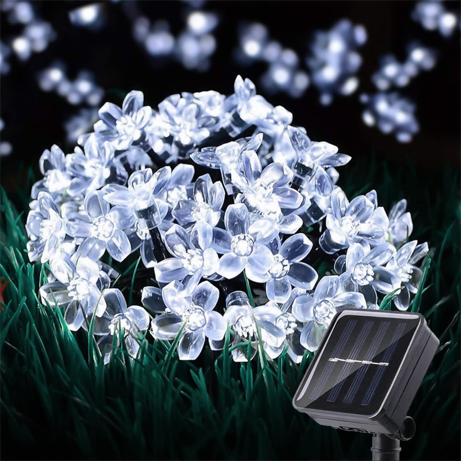 ITICdecor Outdoor Solar Flower String Lights 50 LED Waterproof Cool White Pack of 1 Model SL-FL-50L-US